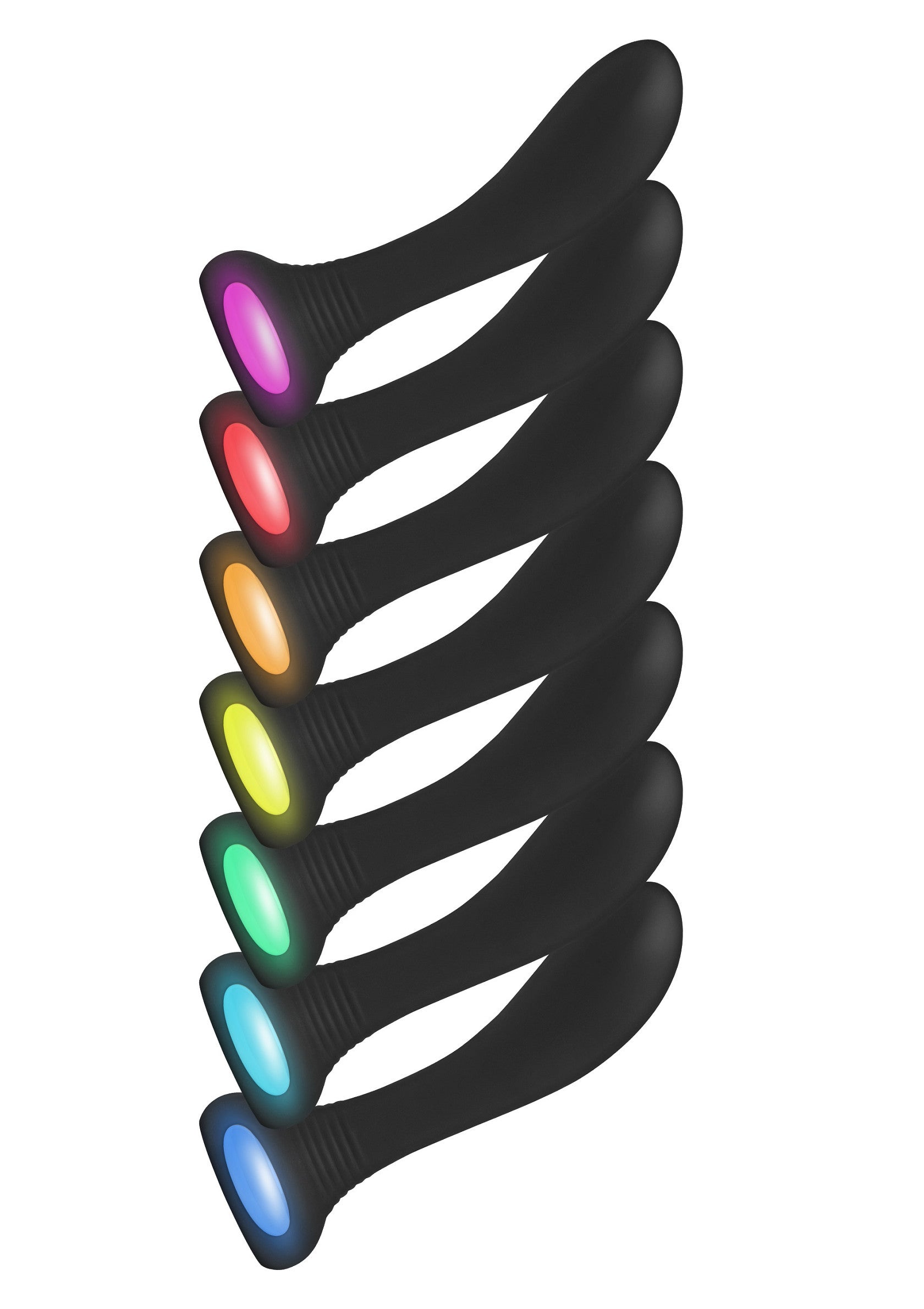 Ensemble de sextoys noirs avec lumières LED colorées. Plaisir et stimulation assurés !; Set van zwarte seksspeeltjes met gekleurde LED-lampjes. Gegarandeerd plezier en stimulatie!; Set of black sex toys with colored LED lights. Guaranteed pleasure and stimulation!