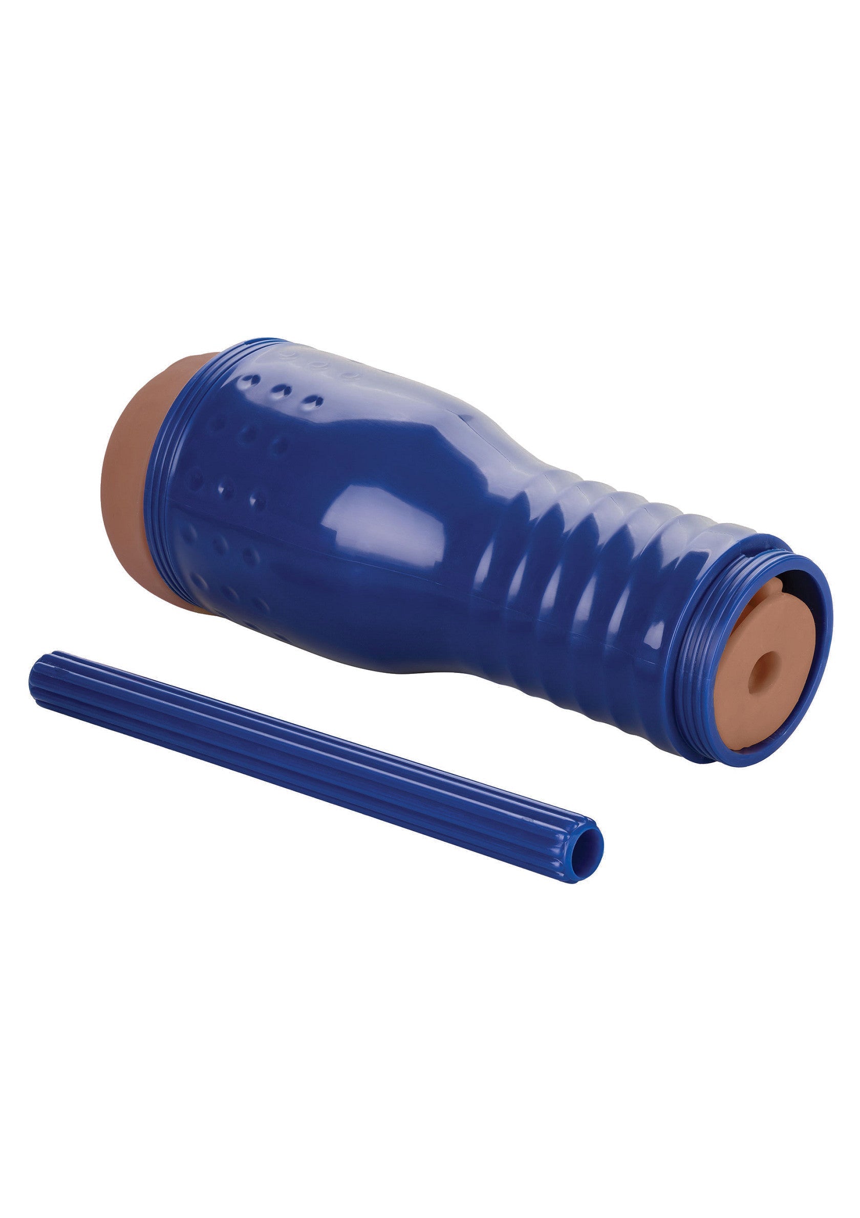 Manchon de plaisir bleu texturé pour une expérience intime unique.; Getextureerde blauwe plezier-mouw voor een unieke intieme ervaring.; Textured blue pleasure sleeve for a unique intimate experience.