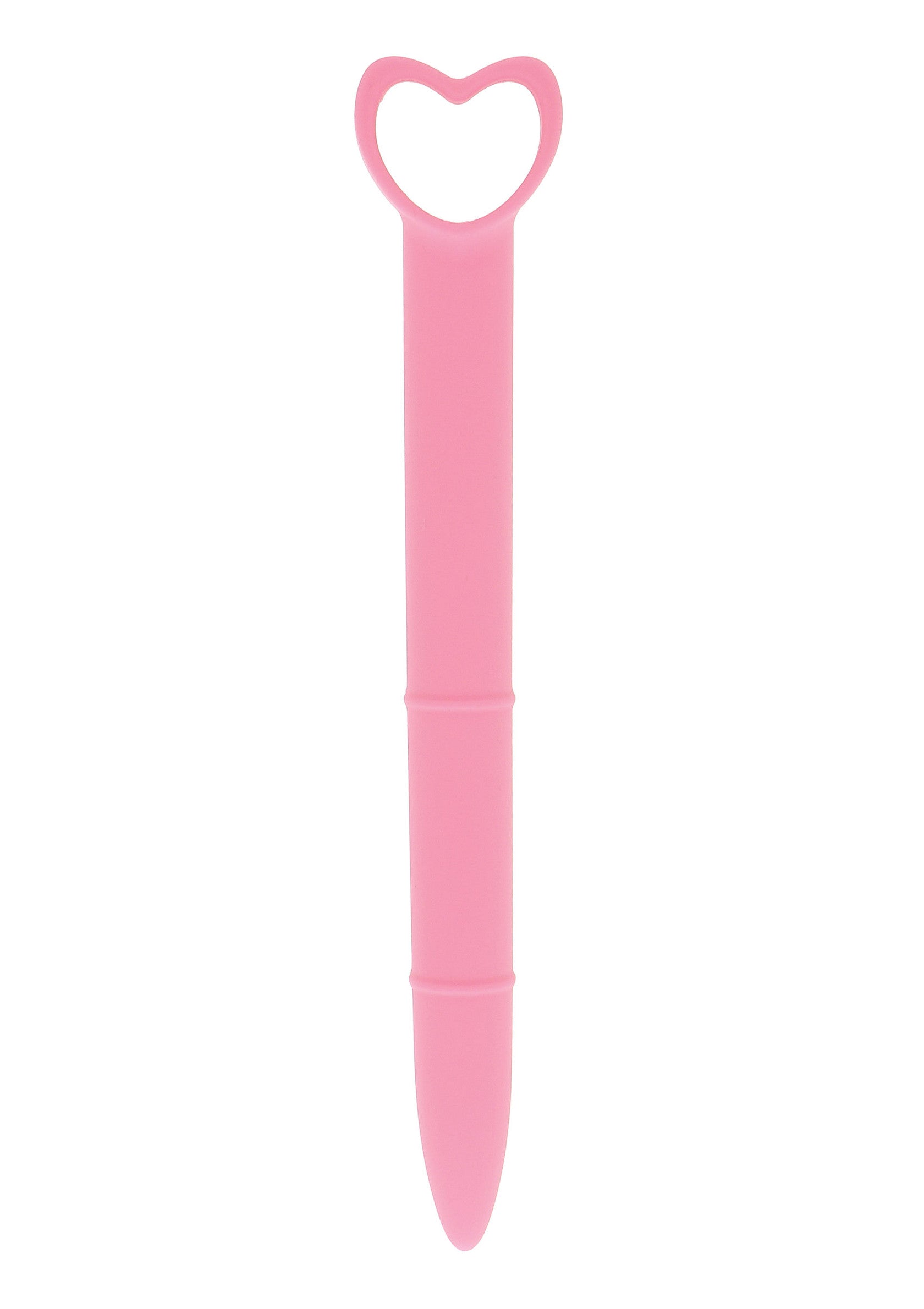 Plug anal rose en silicone avec anneau en forme de cœur. Jouet pour adultes.; Roze siliconen anale plug met hartvormige ring. Speeltje voor volwassenen.; Pink silicone anal plug with heart-shaped ring. Adult toy.