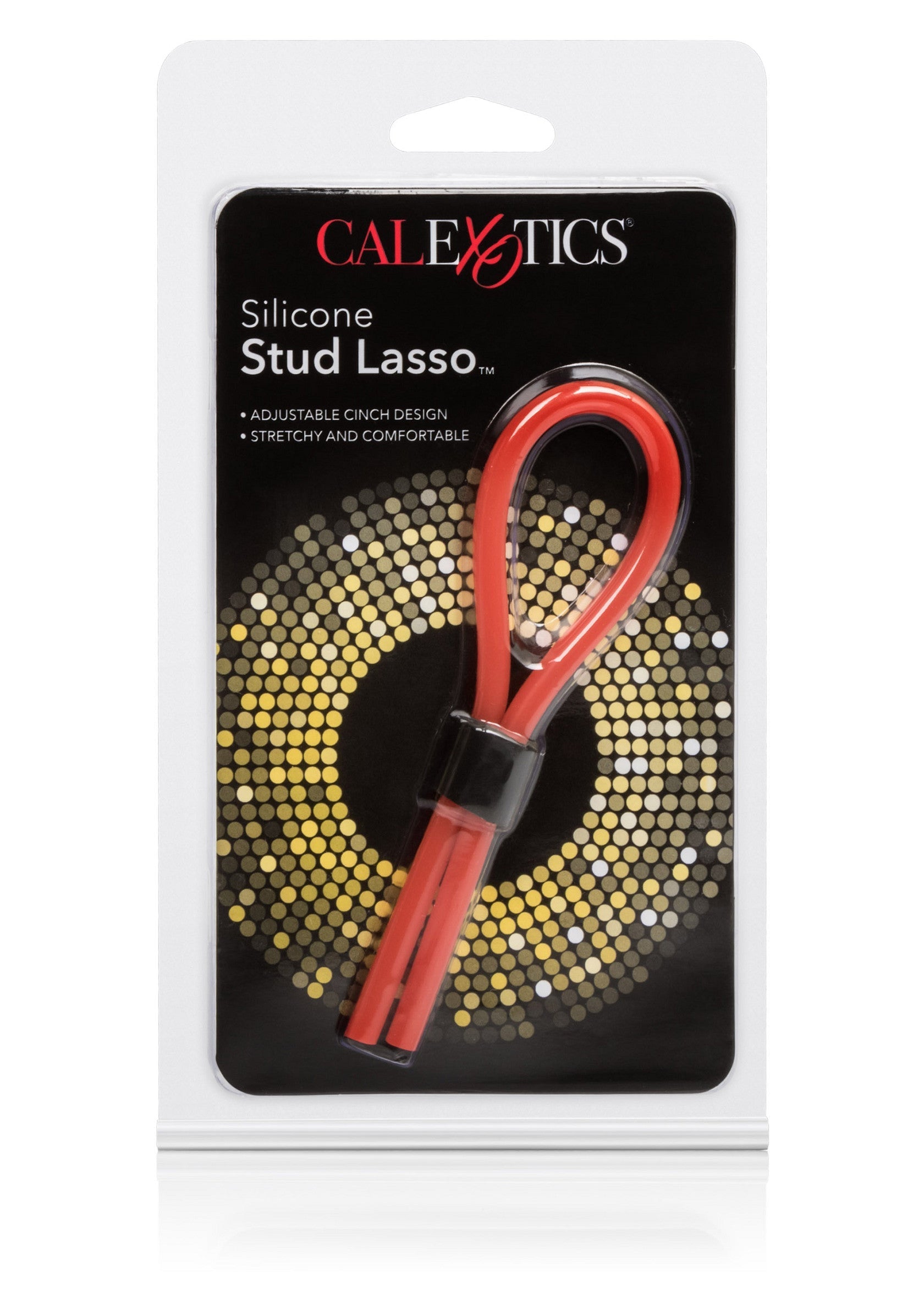 CalExotics Silicone Stud Lasso rouge pour le plaisir et l'amusement.; CalExotics Silicone Stud Lasso rood voor plezier en genot.; CalExotics Silicone Stud Lasso in red for pleasure and fun.