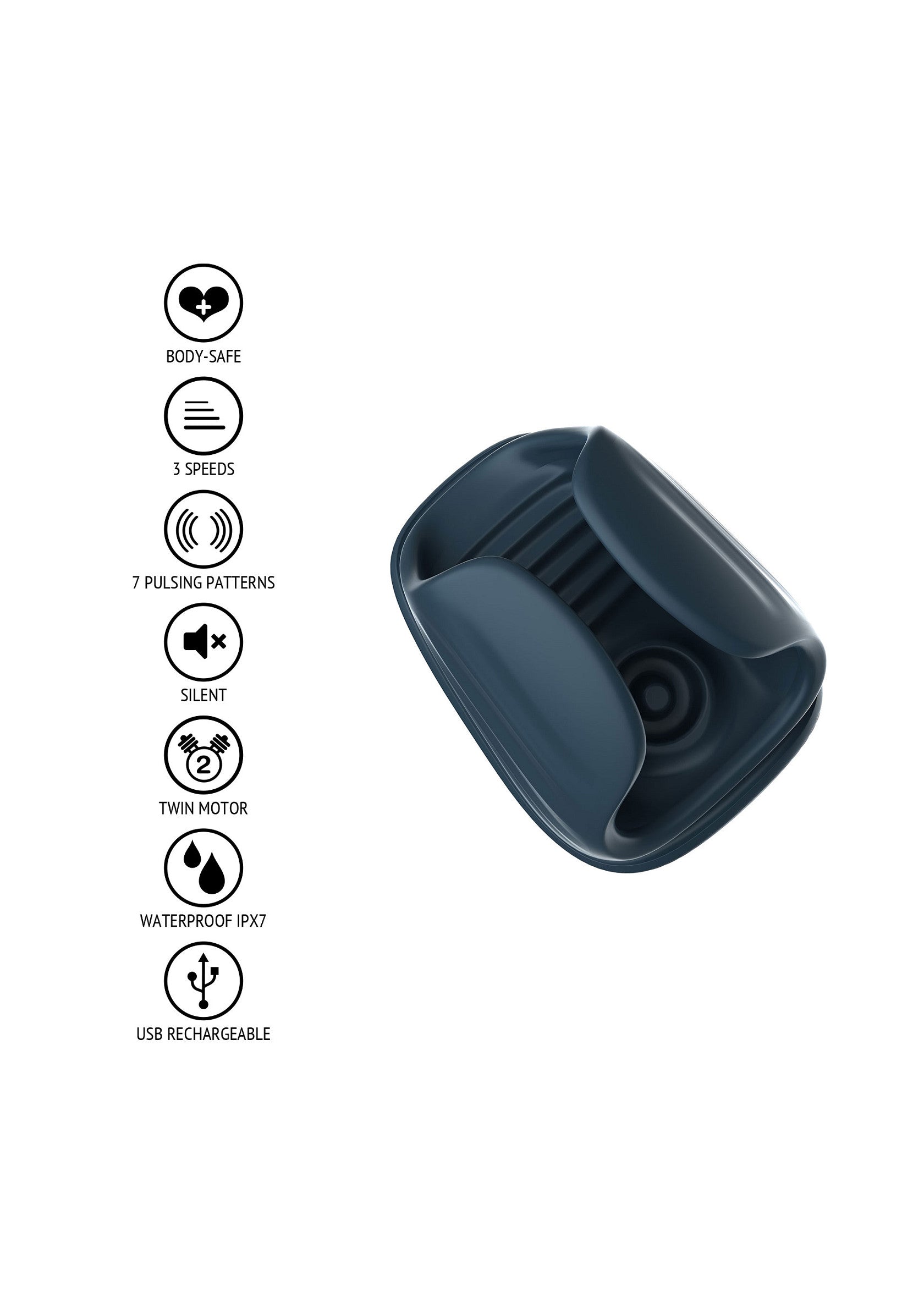 Masseur personnel étanche et rechargeable avec plusieurs vitesses et motifs de vibration pour une expérience personnalisée.; Waterdichte, oplaadbare persoonlijke stimulator met meerdere snelheden en vibratiepatronen voor een persoonlijke ervaring.; Waterproof, rechargeable personal massager with multiple speeds and vibration patterns for a customized experience.