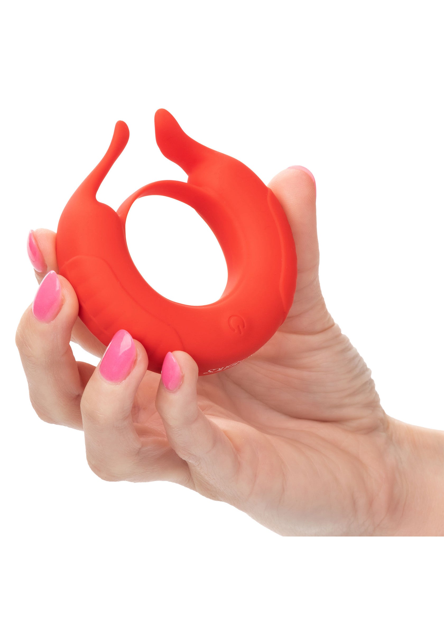 Anneau vibrant rouge pour couple, pour des plaisirs intenses et partagés.; Rode vibrerende ring voor koppels, voor intens en gedeeld plezier.; Red vibrating couple's ring for intense and shared pleasure.