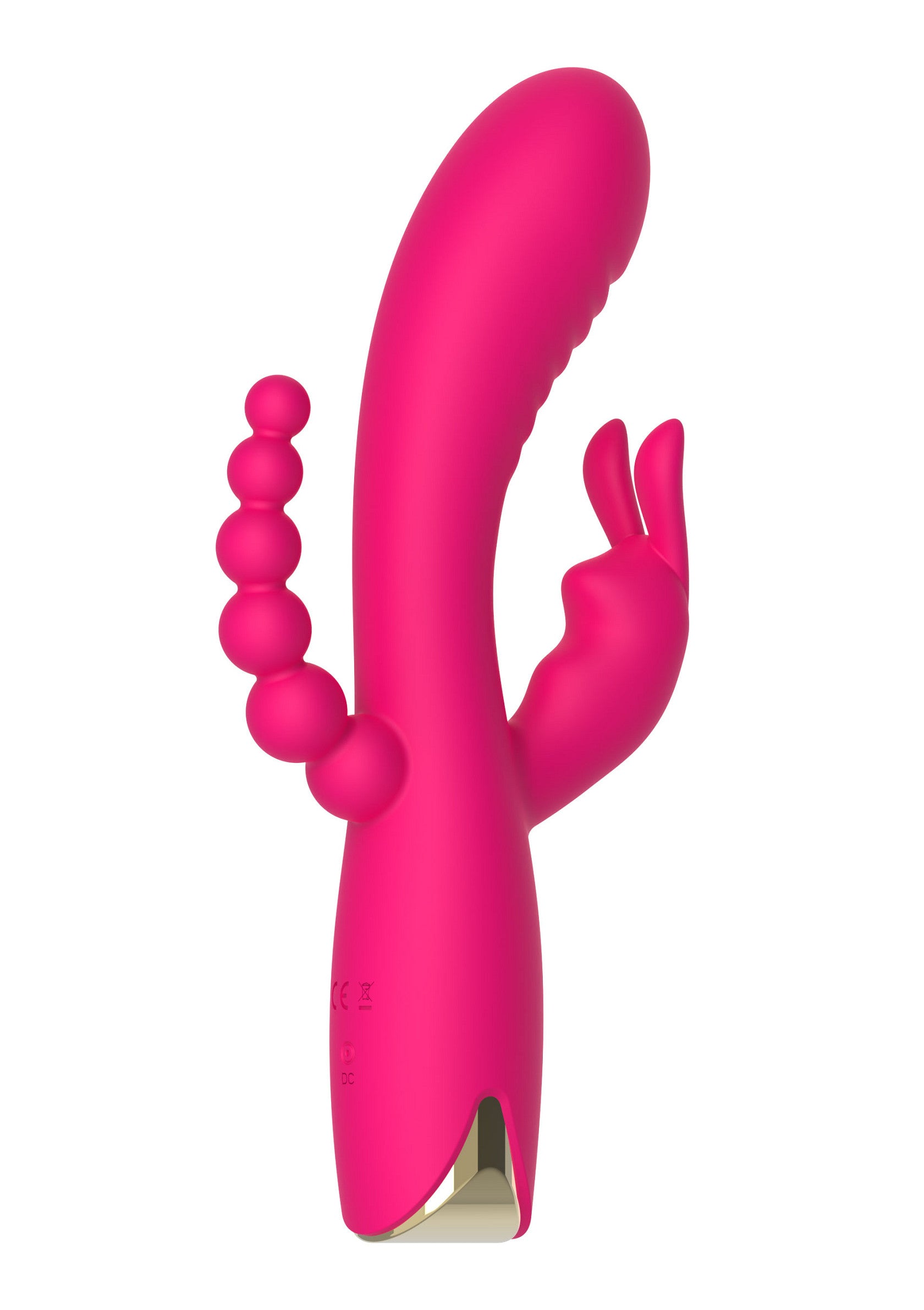 Vibromasseur rose pour adultes avec stimulation du point G et des lapins vibrants pour un plaisir intense.; Roze vibrator voor volwassenen met G-spot stimulatie en vibrerende konijnen voor intens genot.; Pink adult vibrator with G-spot stimulation and vibrating rabbits for intense pleasure.