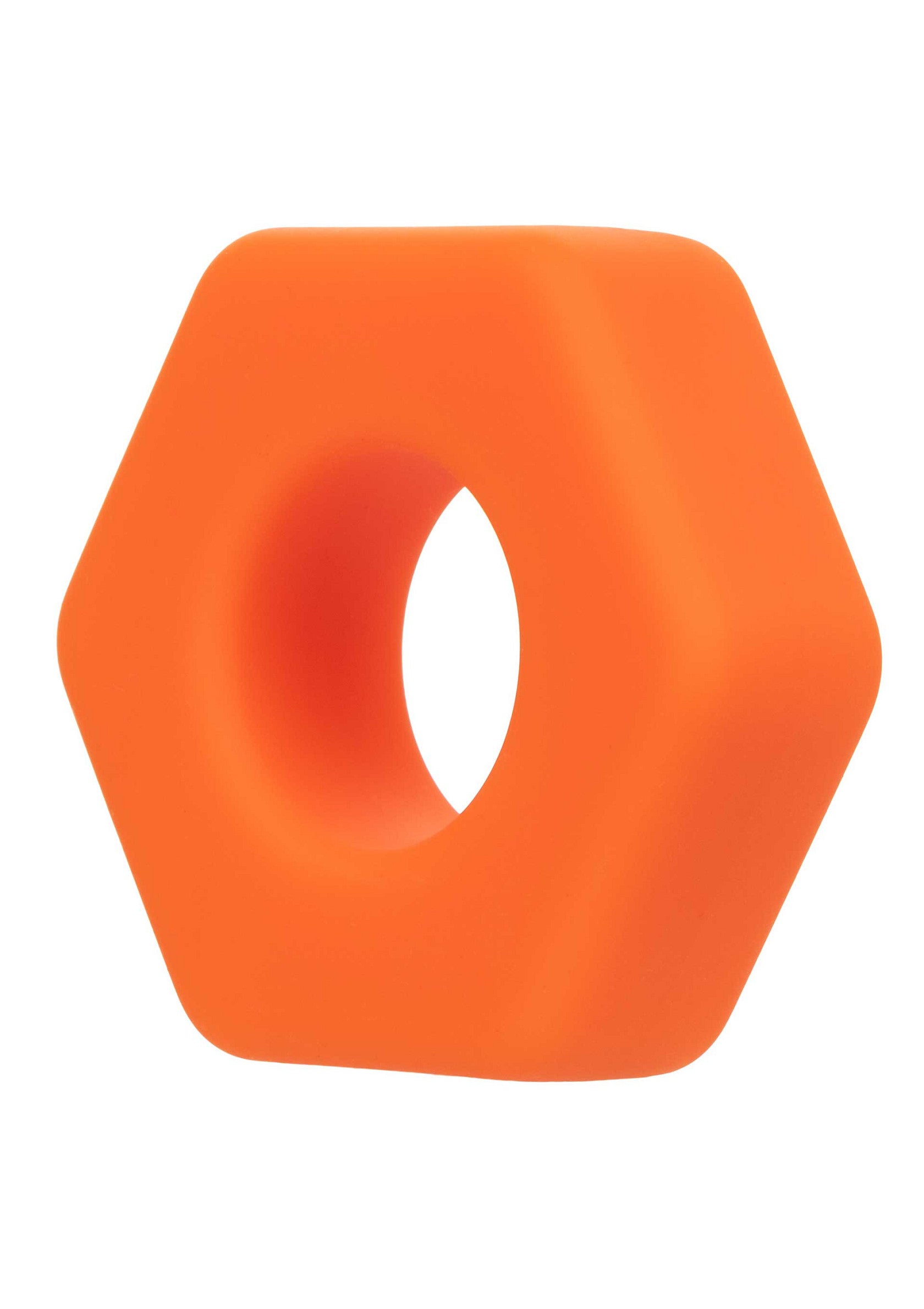 Écrou hexagonal orange en silicone souple. Idéal pour les jeux et le soulagement du stress.; Oranje zeshoekige moer van zachte siliconen. Ideaal voor spelletjes en stressvermindering.; Orange hexagonal nut made of soft silicone. Great for games and stress relief.