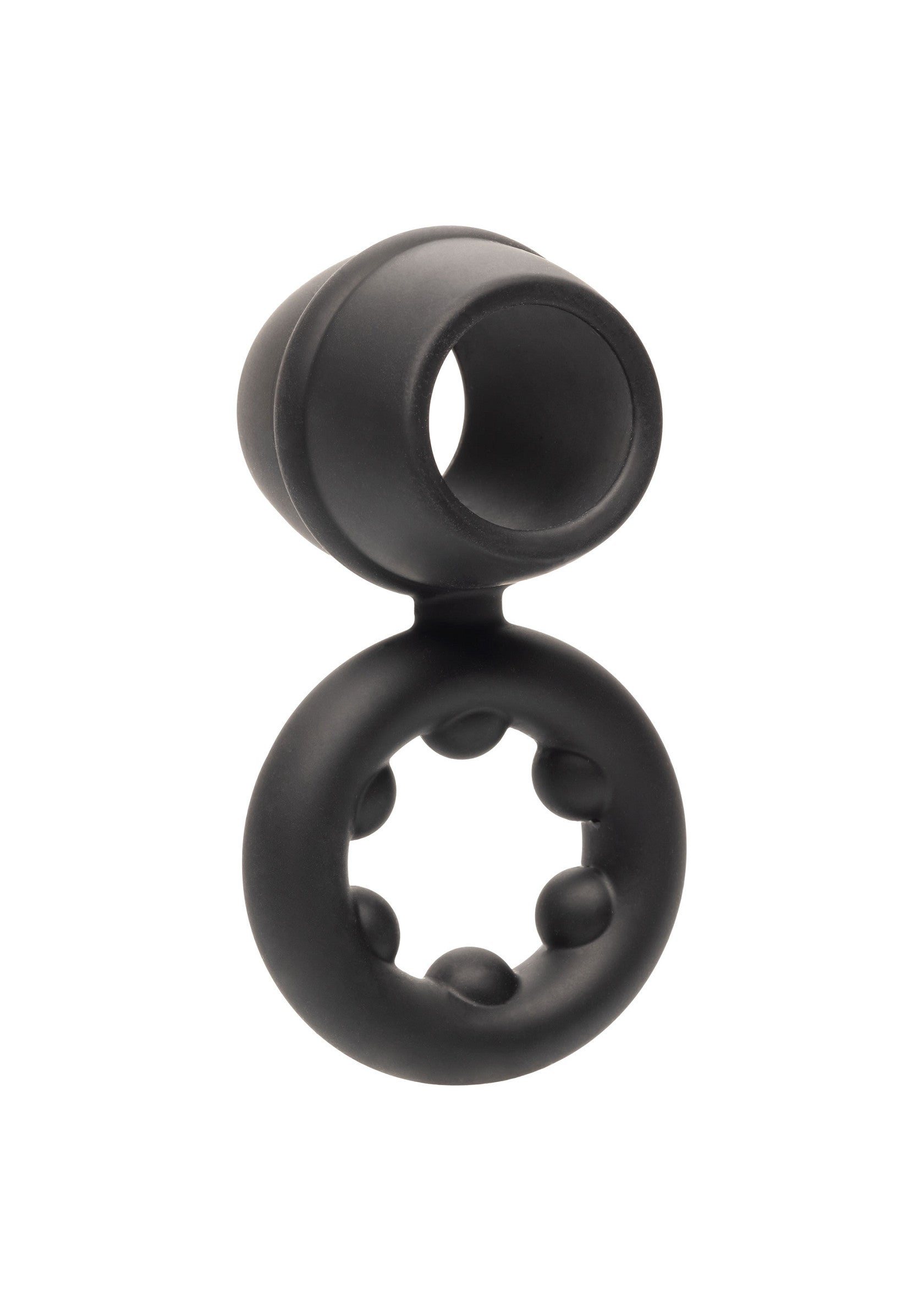 Anneau pénien noir texturé pour un plaisir accru.; Getextureerde zwarte penisring voor extra plezier.; Textured black cock ring for enhanced pleasure.
