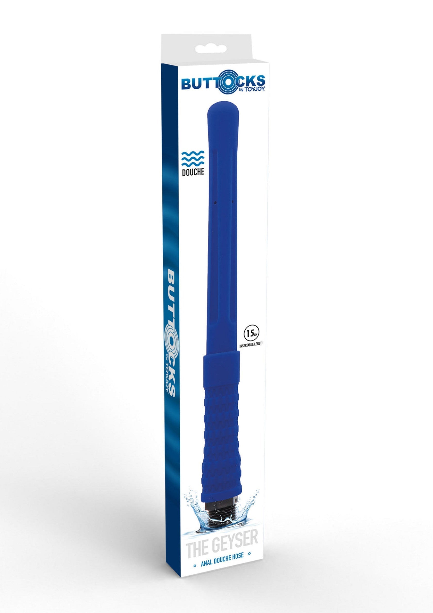 Buttocks The Geyser - poire de douche anale bleue pour une hygiène intime optimale. Nettoyage doux et rafraîchissant.; Buttocks The Geyser - blauwe anale douche voor optimale intieme hygiëne. Zachte en verfrissende reiniging.; Buttocks The Geyser - blue anal douche for optimal intimate hygiene. Gentle and refreshing cleansing.