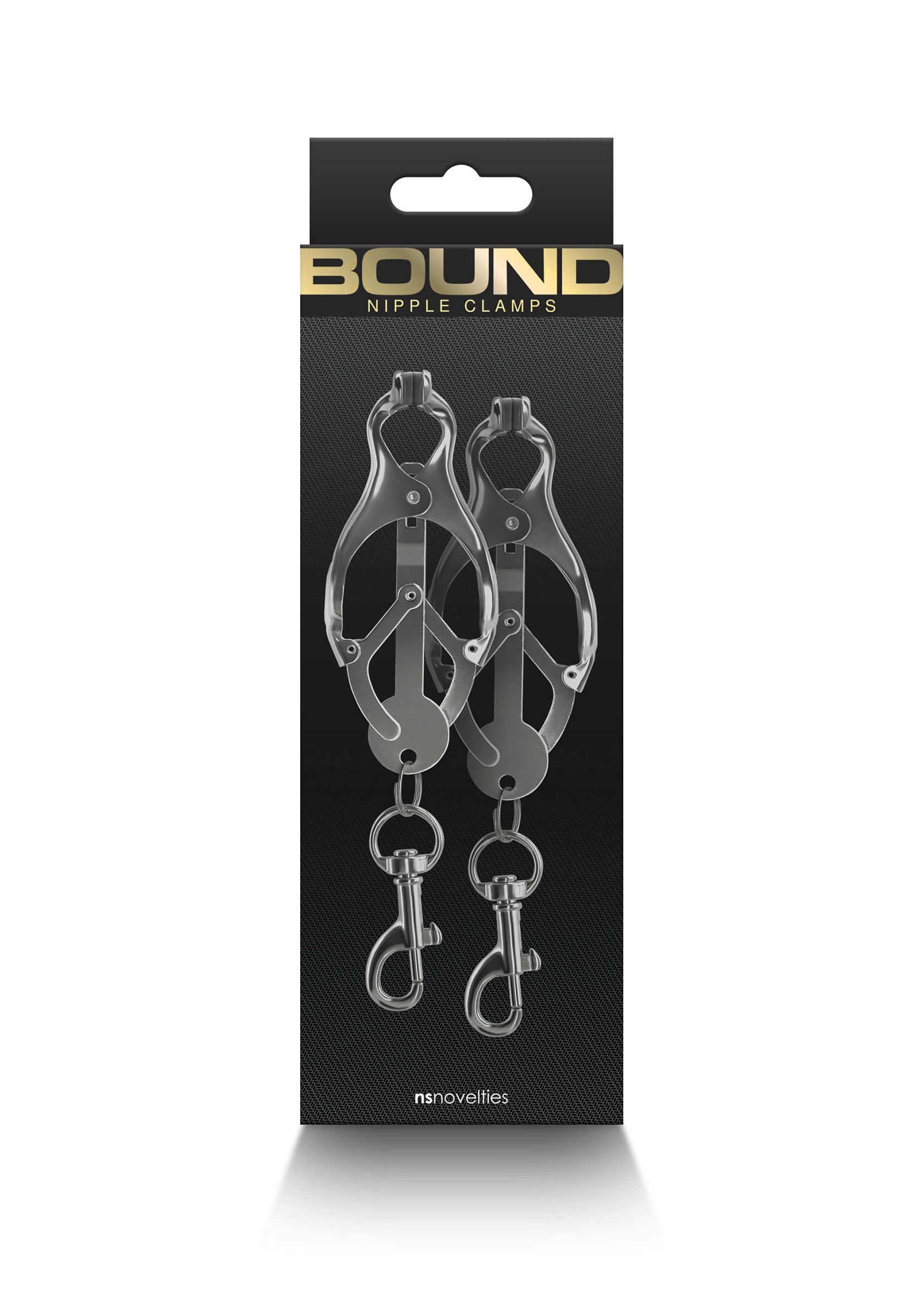 Pinces à tétons BOUND pour un plaisir intense. Accessoires coquins de qualité pour explorer de nouvelles sensations.; BOUND tepelklemmen voor intense opwinding. Kinky accessoires van hoge kwaliteit om nieuwe sensaties te ontdekken.; BOUND Nipple Clamps for intense pleasure. Quality kinky accessories to explore new sensations.