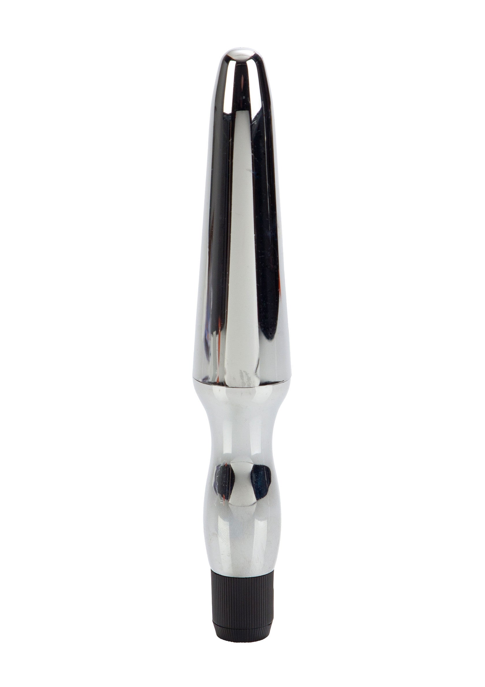 Vibromasseur en métal chromé élégant, pour une expérience sensuelle intense. Design ergonomique et finitions de qualité.; Elegante chromen metalen vibrator voor een intense sensuele ervaring. Ergonomisch ontwerp en hoogwaardige afwerking.; Sleek chrome metal vibrator for an intense sensual experience. Ergonomic design and quality finish.