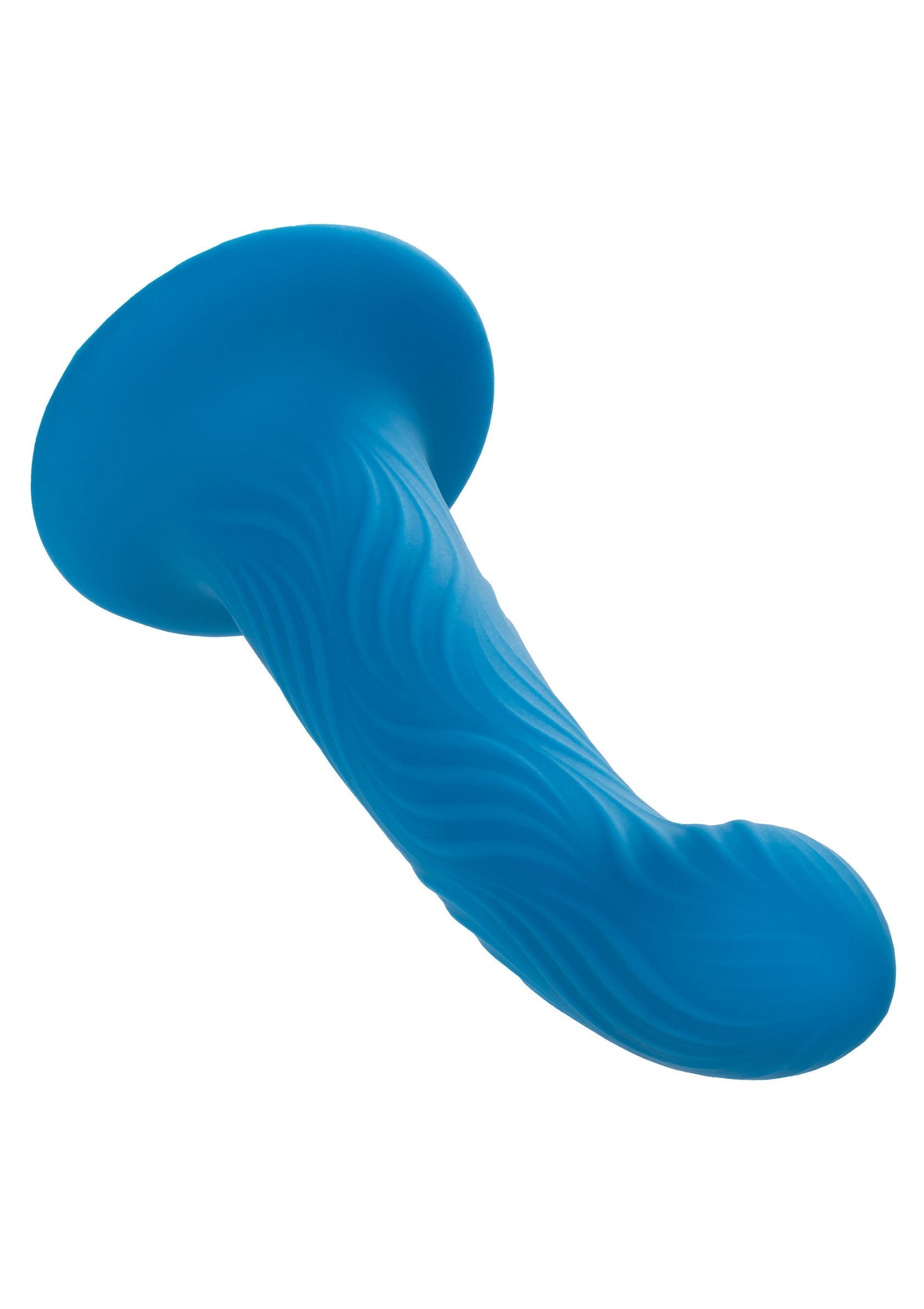 Gode bleu vibrant avec base à ventouse pour le plaisir en solo. Texturé pour une sensation accrue.; Vibrerende blauwe dildo met zuignapvoet voor solo plezier. Getextureerd voor een extra sensatie.; Vibrating blue dildo with suction cup base for solo fun. Textured for enhanced sensation.