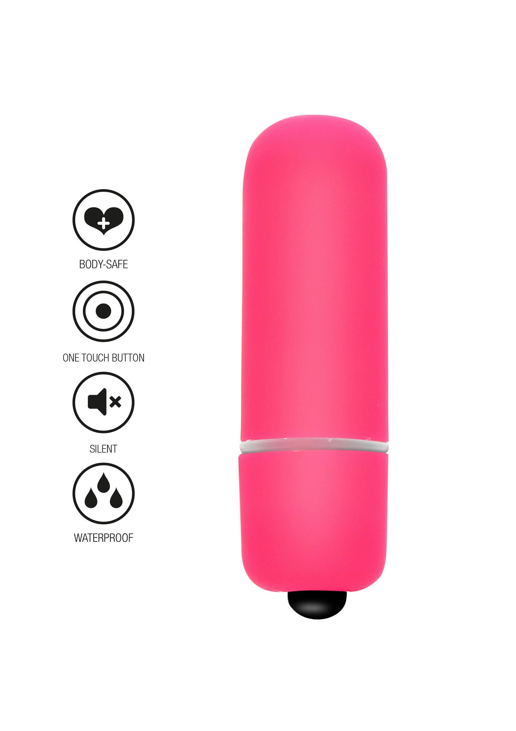 Vibromasseur rose compact, étanche et silencieux. Idéal pour le plaisir personnel et les moments intimes.; Compacte, waterdichte en stille roze vibrator. Ideaal voor persoonlijk genot en intieme momenten.; Compact, waterproof, and silent pink vibrator. Ideal for personal pleasure and intimate moments.
