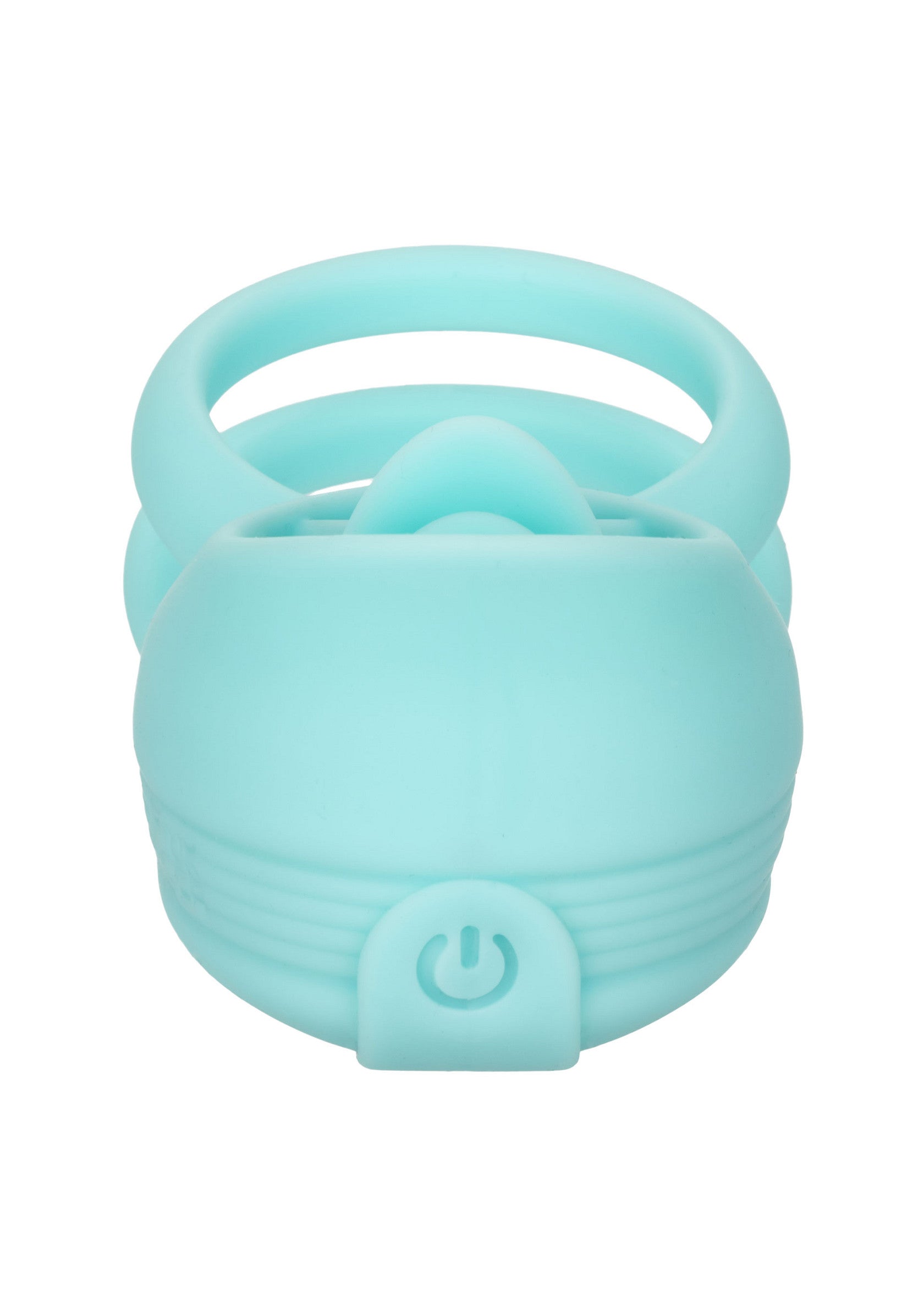 Anneau vibrant bleu pour plus de plaisir et de sensations.; Blauwe vibrerende penisring voor extra plezier en sensaties.; Teal vibrating cock ring for added pleasure and sensations.