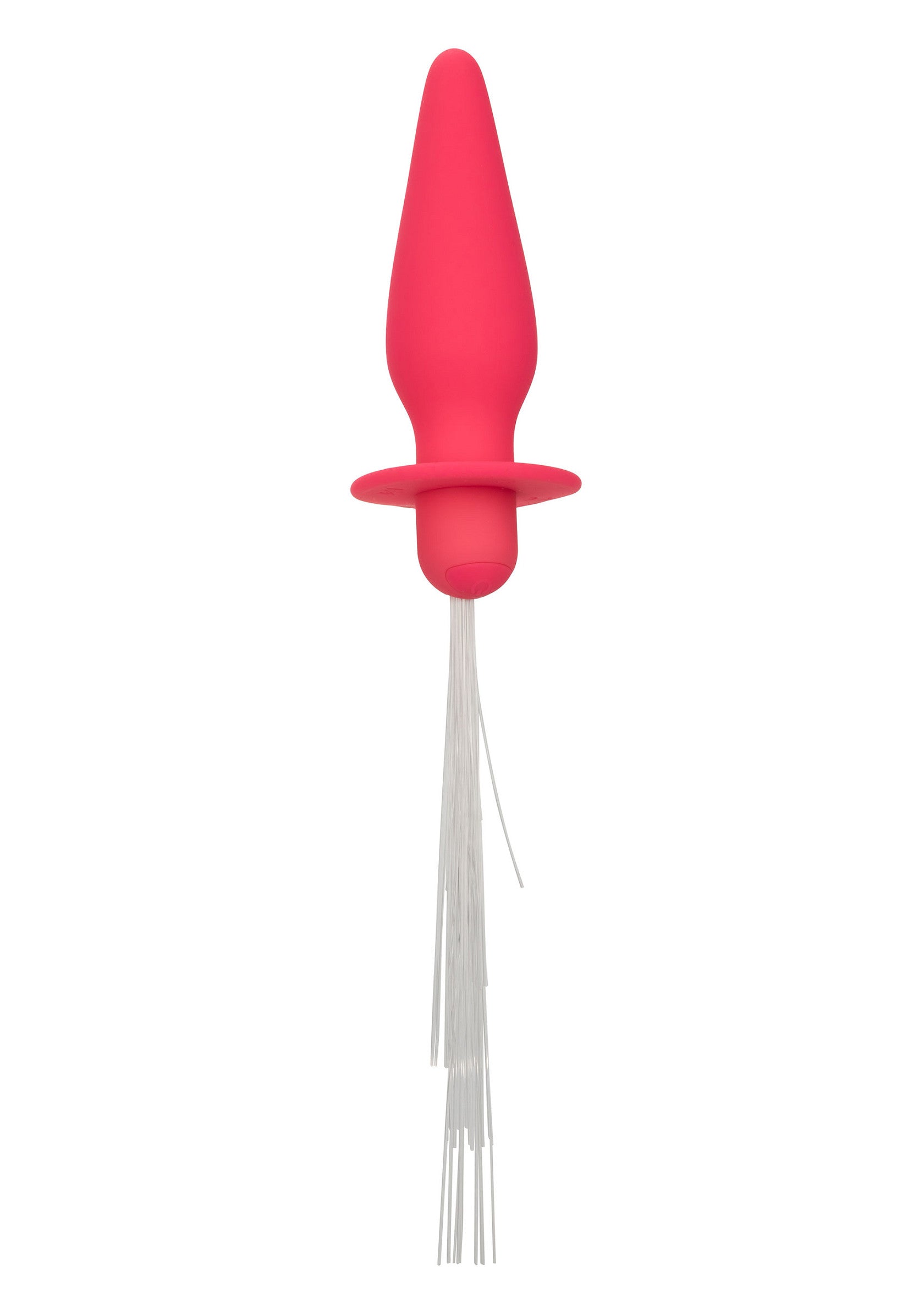 Plug anal rose avec frange blanche pour plus de plaisir et de sensations.; Roze anale plug met witte franjes voor extra plezier en sensatie.; Pink butt plug with white fringe for added pleasure and sensation.