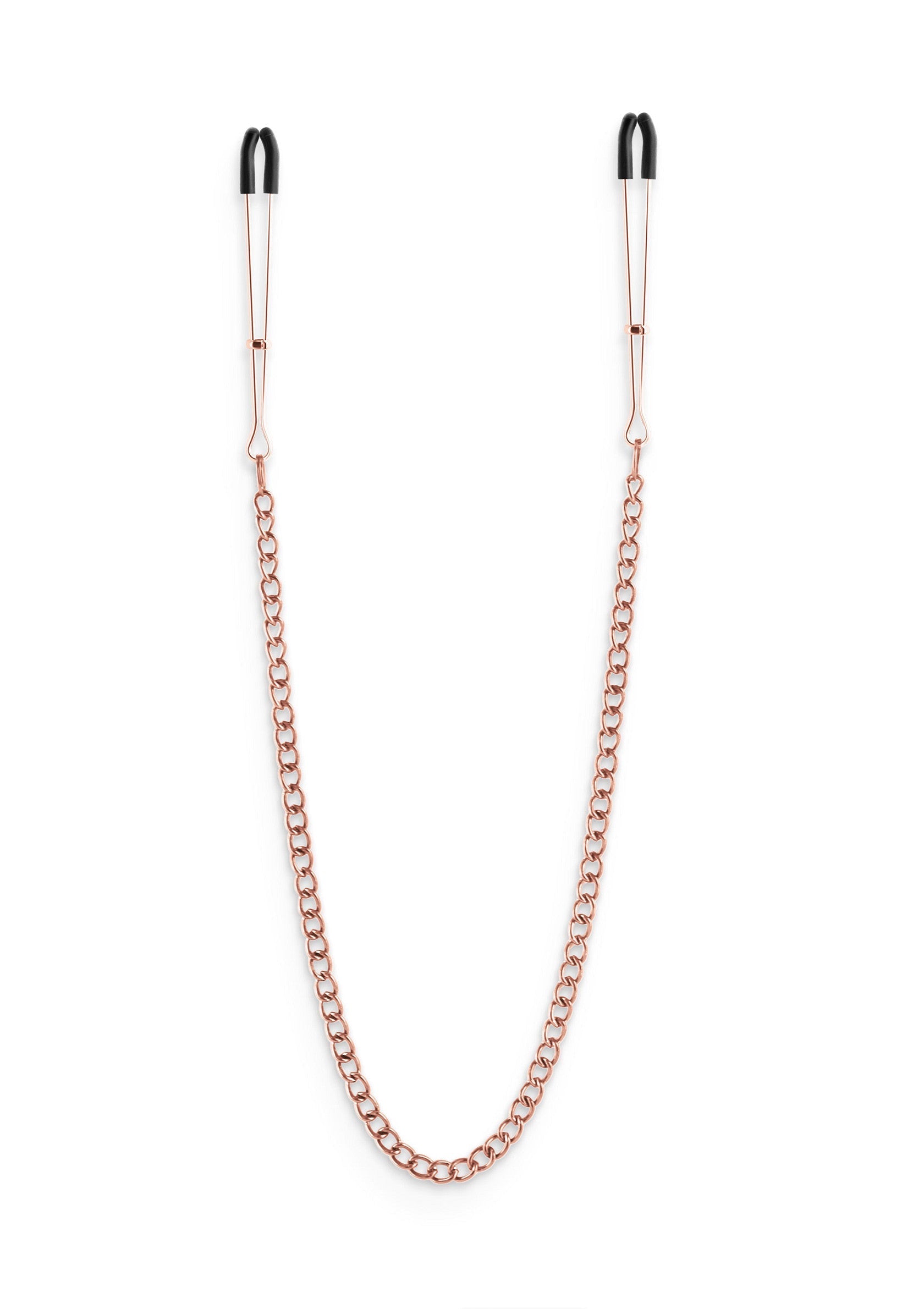 Pinces à tétons avec chaîne couleur or rose pour pimenter votre vie amoureuse.; Tepelklemmen met roségouden ketting om je liefdesleven op te fleuren.; Rose gold nipple clamps with chain, spice up your love life.