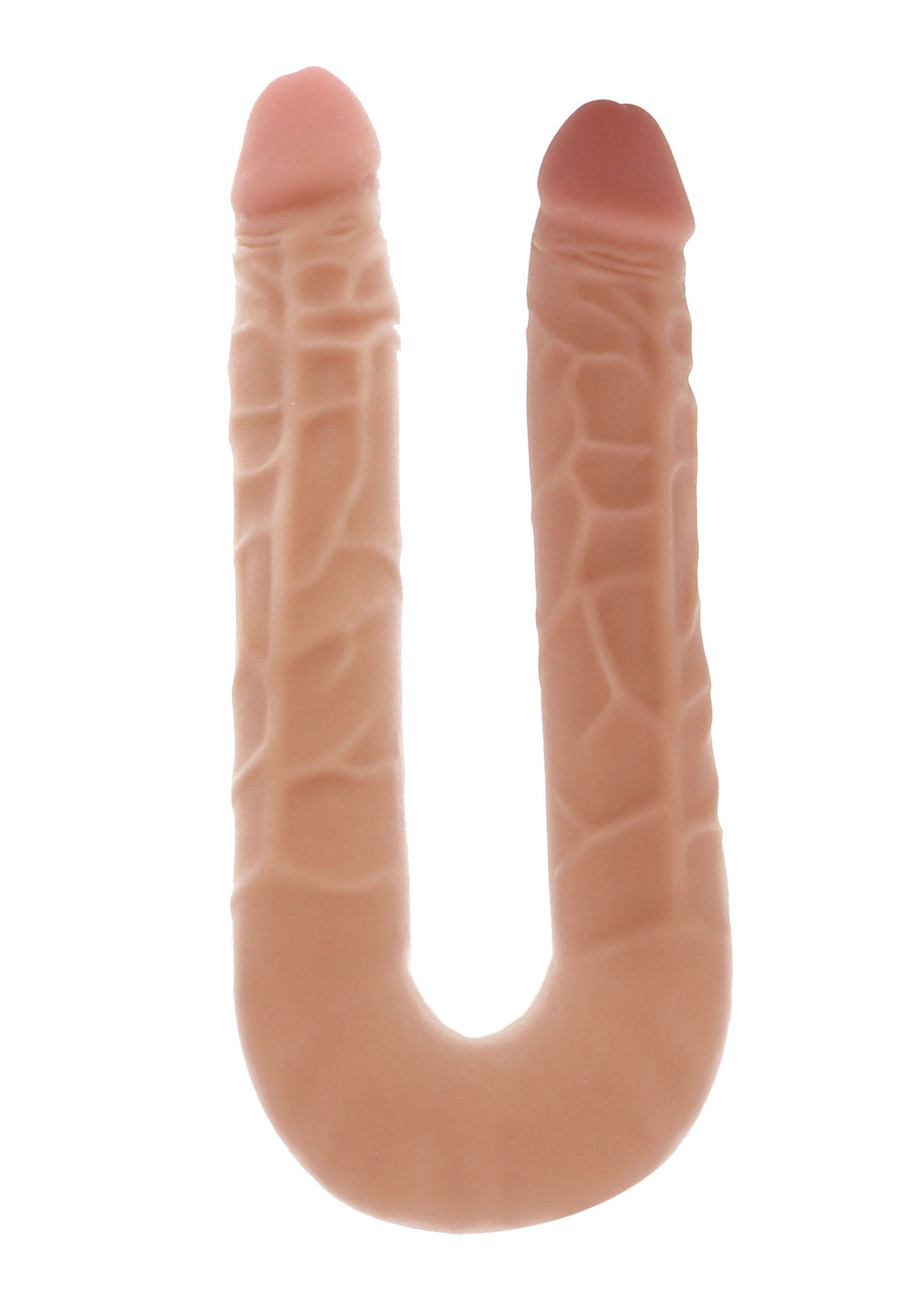 Gode double réaliste pour une double pénétration. Texturé pour plus de plaisir.; Realistische dubbele dildo voor dubbele penetratie. Gestructureerd voor extra plezier.; Realistic double dong for dual penetration. Textured for added pleasure.