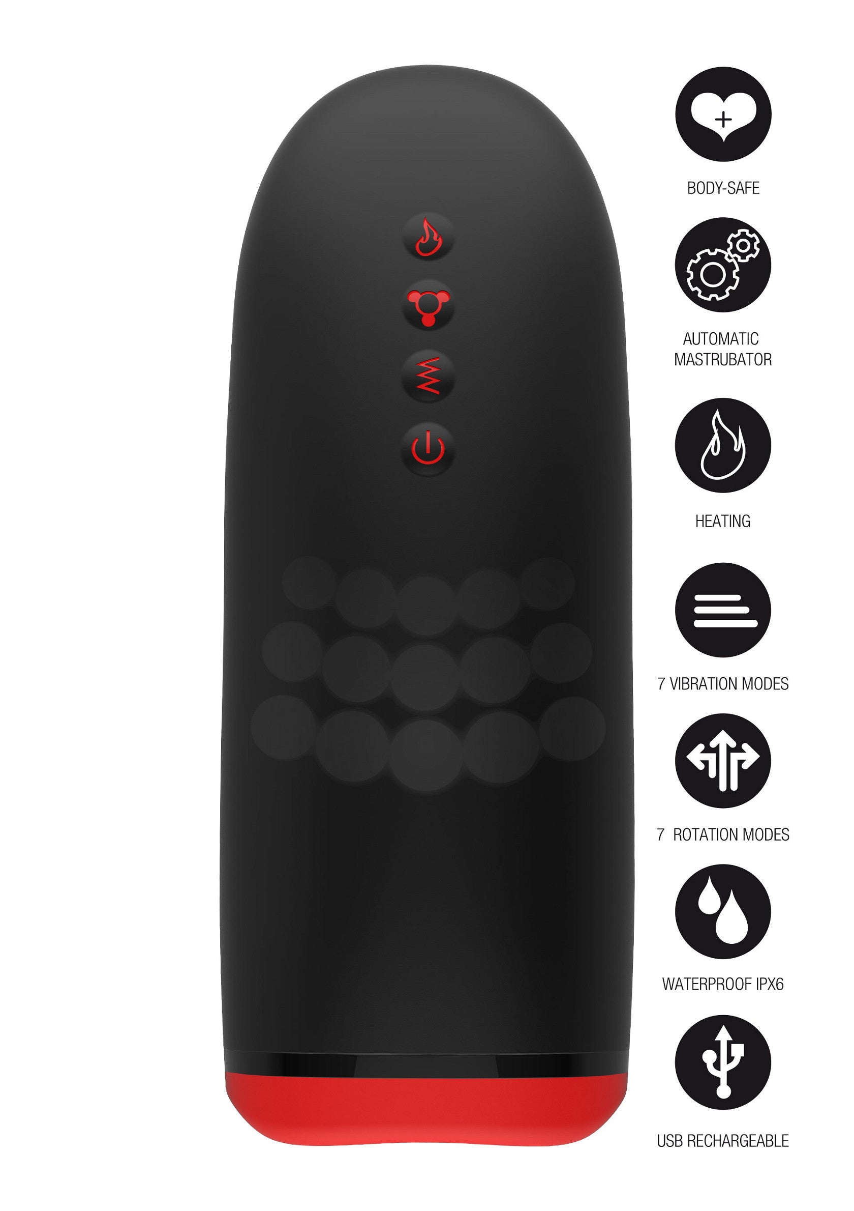 Masturbateur automatique rechargeable USB, étanche IPX8, avec 7 modes de vibration et 7 de rotation.; USB oplaadbare automatische masturbator, IPX8 waterdicht, met 7 vibratie- en 7 rotatiestanden.; USB rechargeable automatic masturbator, IPX8 waterproof, with 7 vibration & 7 rotation modes.
