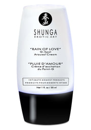 Shunga Rain of Love, crème d'excitation pour point G. Intensifiez le plaisir intime avec cette crème stimulante.; Shunga Rain of Love, opwindende crème voor de G-spot. Intensifieer intiem genot met deze stimulerende crème.; Shunga Rain of Love G-spot arousal cream. Intensify intimate pleasure with this stimulating cream.