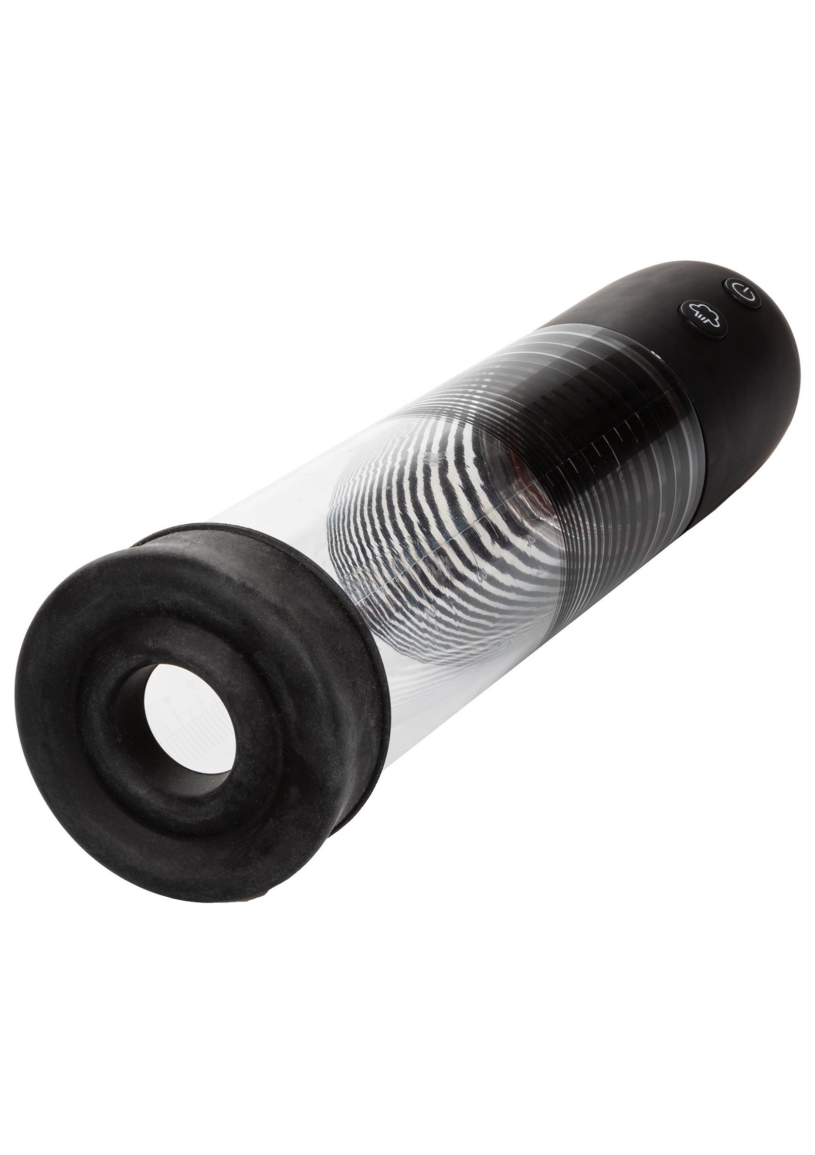 Pompe à pénis avec motif hypnotique pour une expérience unique et excitante.; Penispomp met hypnotisch patroon voor een unieke en opwindende ervaring.; Penis pump with hypnotic pattern for a unique and exciting experience.