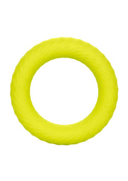 Anneau vibrant texturé jaune pour le plaisir.; Gele vibrerende ring met textuur voor plezier.; Textured yellow vibrating cock ring for pleasure.