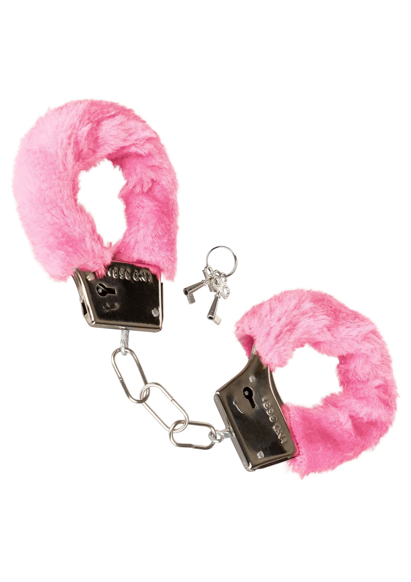 Menottes roses en fausse fourrure avec clés. Idéal pour pimenter votre vie amoureuse!; Roze, harige handboeien met sleutels. Perfect om uw liefdesleven wat pittiger te maken!; Pink furry handcuffs with keys. Perfect to spice up your love life!