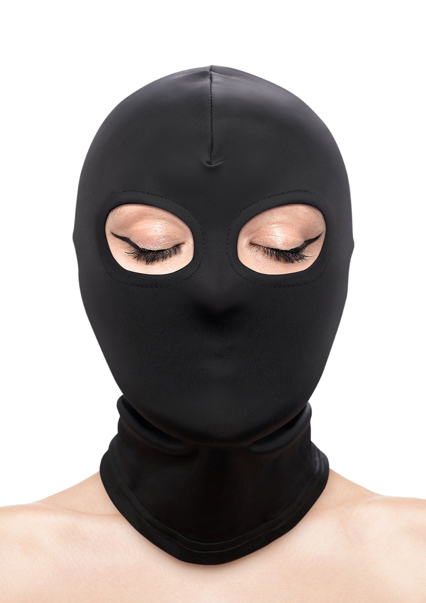 Cagoule noire intégrale pour adultes. Masque de jeu de rôle pour homme et femme.; Volledige zwarte bivakmuts voor volwassenen. Rollenspelmasker voor dames en heren.; Full black balaclava for adults. Role play mask for men and women.