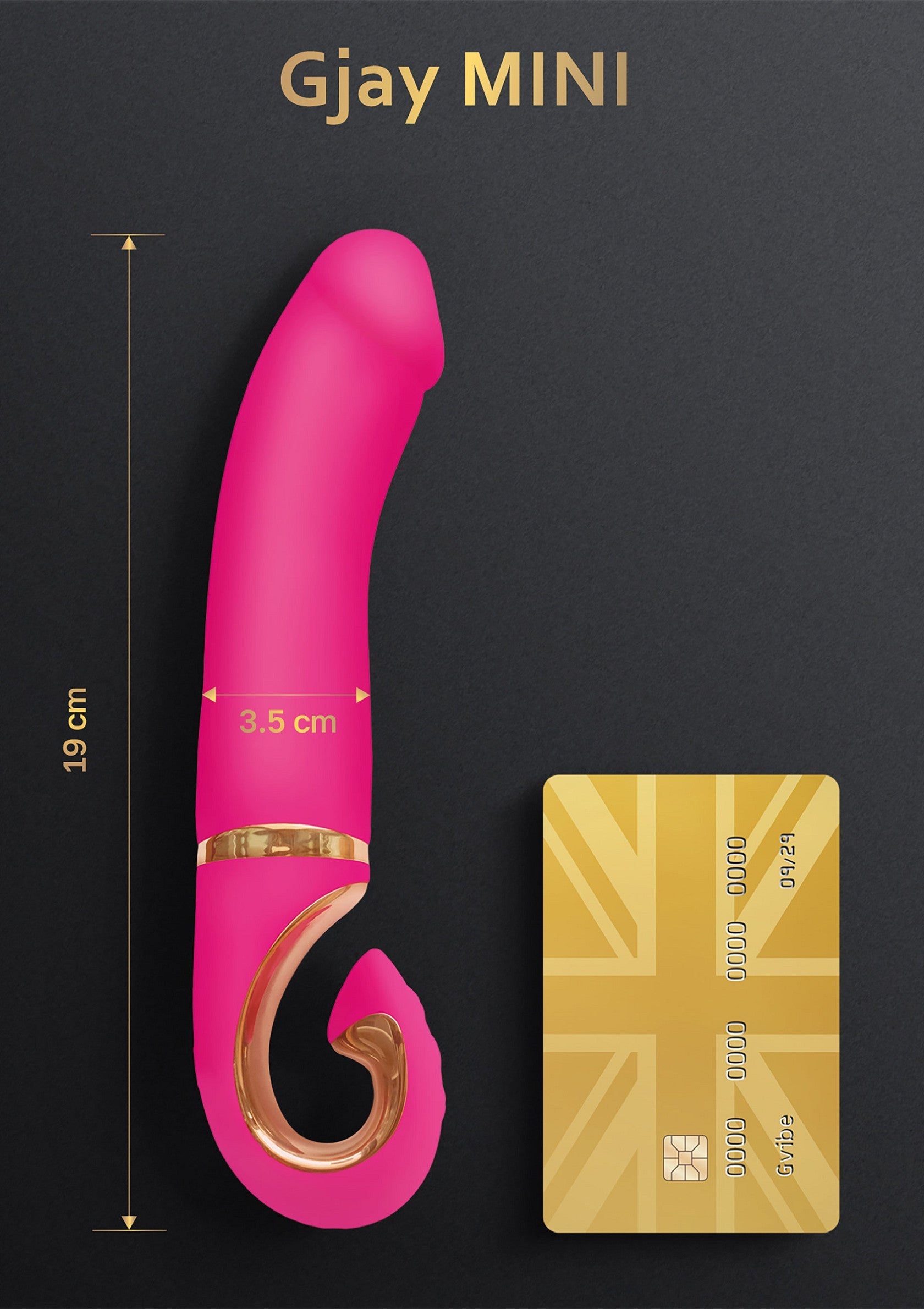 Gjay MINI rose, un sextoy compact et puissant pour des plaisirs intenses. Découvrez ses dimensions exactes.; Roze Gjay MINI, een compact en krachtig speeltje voor intense genoegens. Ontdek de exacte afmetingen.; Pink Gjay MINI, a compact and powerful toy for intense pleasures. Discover its exact dimensions.
