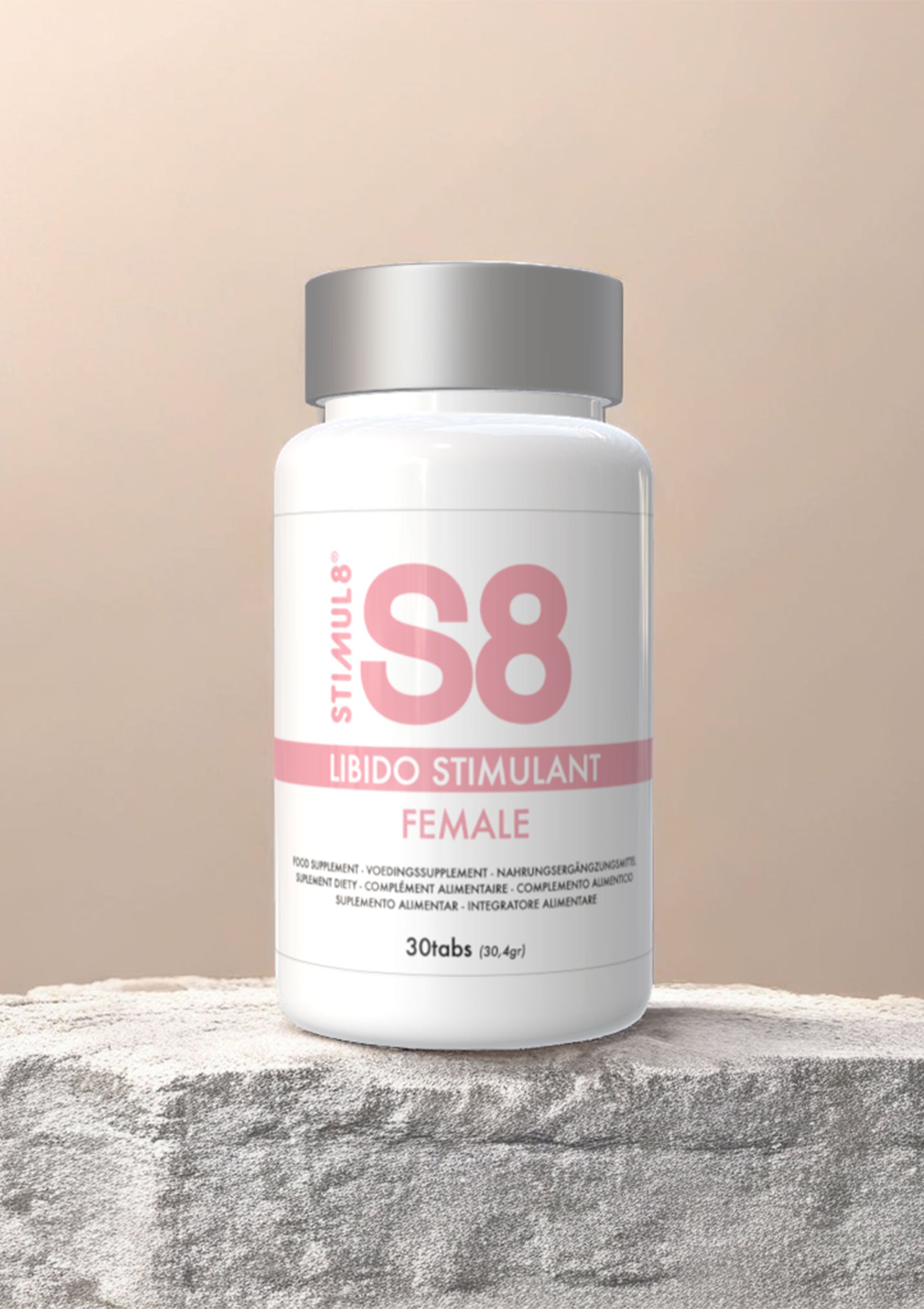 Stimulant libido féminin S8. Complément alimentaire pour femmes. 30 comprimés.; S8 Libido Stimulant voor vrouwen. Voedingssupplement voor vrouwen. 30 tabletten.; S8 Libido Stimulant female. Food supplement for women. 30 tabs. 
