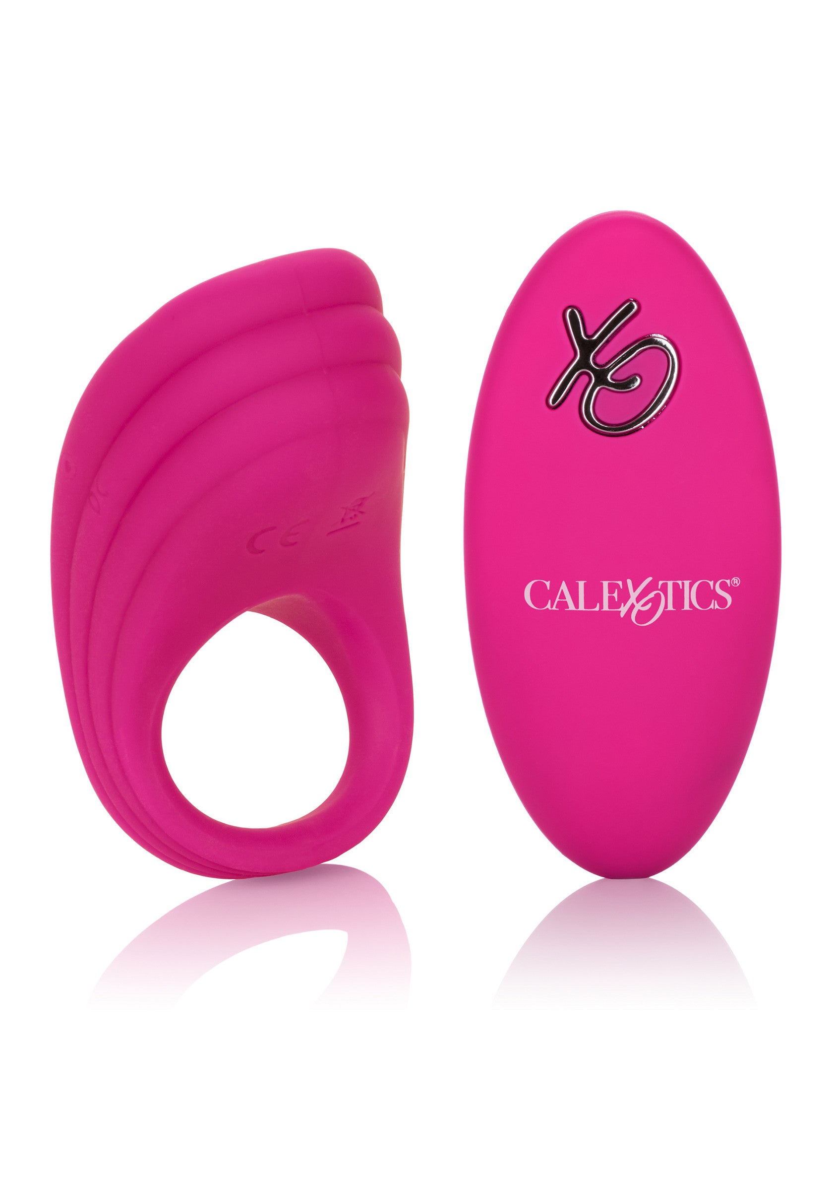 Anneau vibrant rose CalExotics pour plus de plaisir intime.; Roze CalExotics vibrerende ring voor meer intiem genot.; Pink CalExotics vibrating ring for enhanced intimate pleasure.