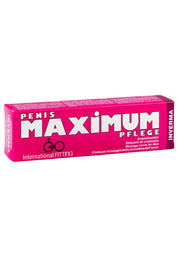 Crème de massage intime Penis Maximum Pflege pour homme. Stimule la croissance. ; Penis Maximum Pflege intieme massagecrème voor mannen. Stimuleert groei. ; Penis Maximum Pflege intimate massage cream for men. Stimulates growth.