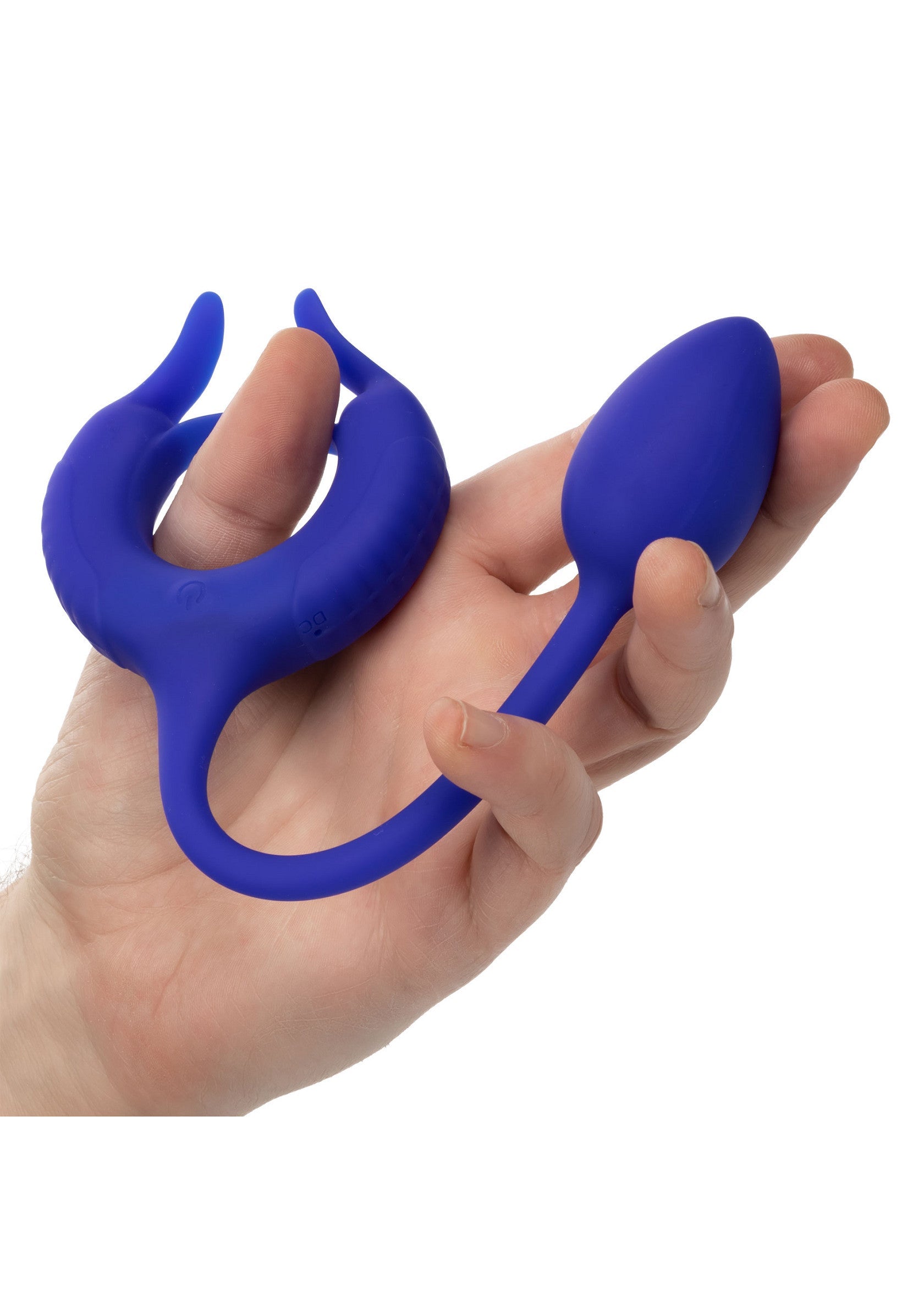 Plug anal vibrant bleu avec stimulateur prostatique pour le plaisir intime.; Blauwe vibrerende anale plug met prostaatstimulator voor intiem plezier.; Blue vibrating anal plug with prostate stimulator for intimate pleasure.