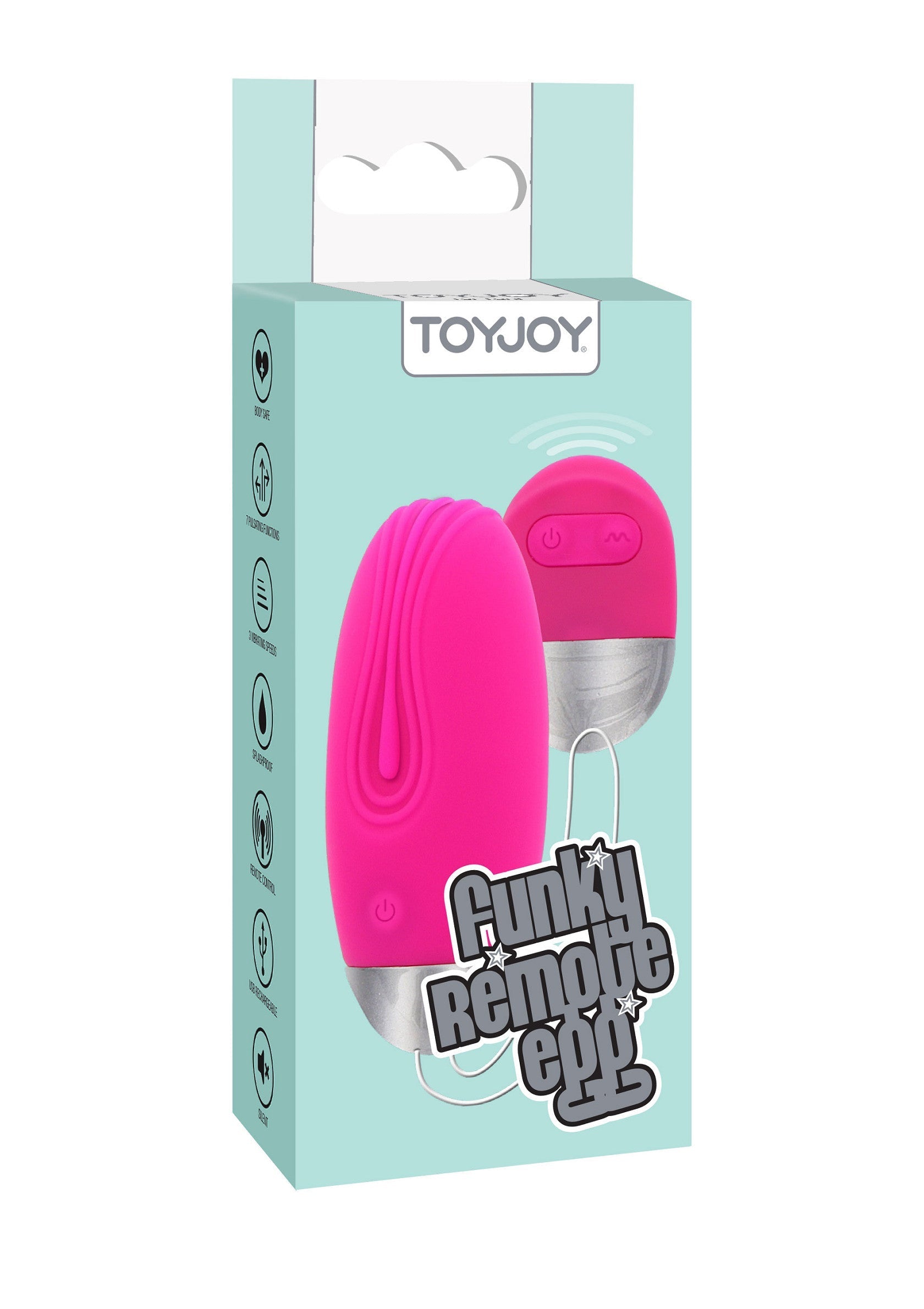 Vibromasseur œuf rose avec télécommande, Toyjoy Funky Remote Egg pour un plaisir discret et intense. Compact et puissant.; Roze vibrator ei met afstandsbediening, Toyjoy Funky Remote Egg voor discreet en intens genot. Compact en krachtig.; Pink vibrator egg with remote, Toyjoy Funky Remote Egg for discreet and intense pleasure. Compact and powerful.