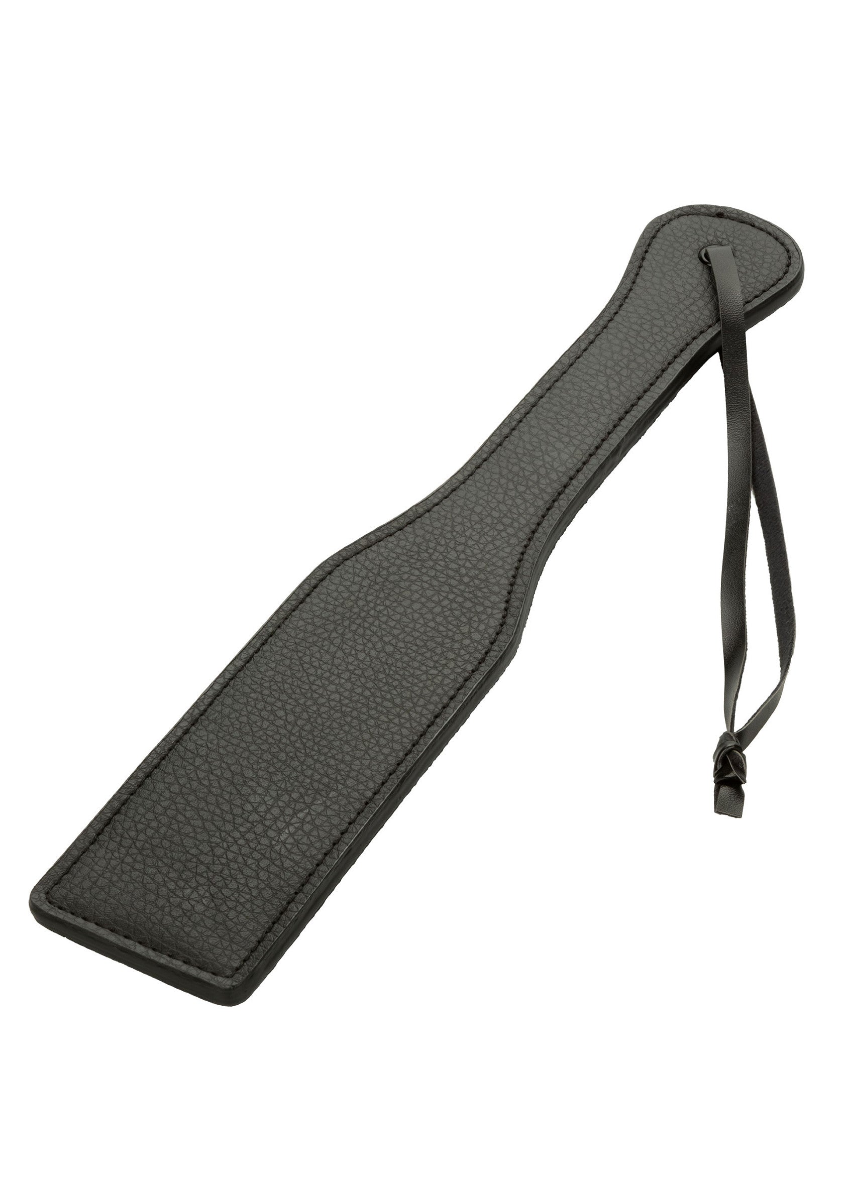 Pagaie noire en similicuir pour jeux de rôle et BDSM. Explorez de nouvelles sensations avec cet accessoire érotique élégant et raffiné.; Zwarte paddle van imitatieleer voor rollenspellen en BDSM. Ontdek nieuwe sensaties met dit stijlvolle en verfijnde erotische accessoire.; Black faux leather paddle for role play and BDSM. Explore new sensations with this stylish and refined erotic accessory.