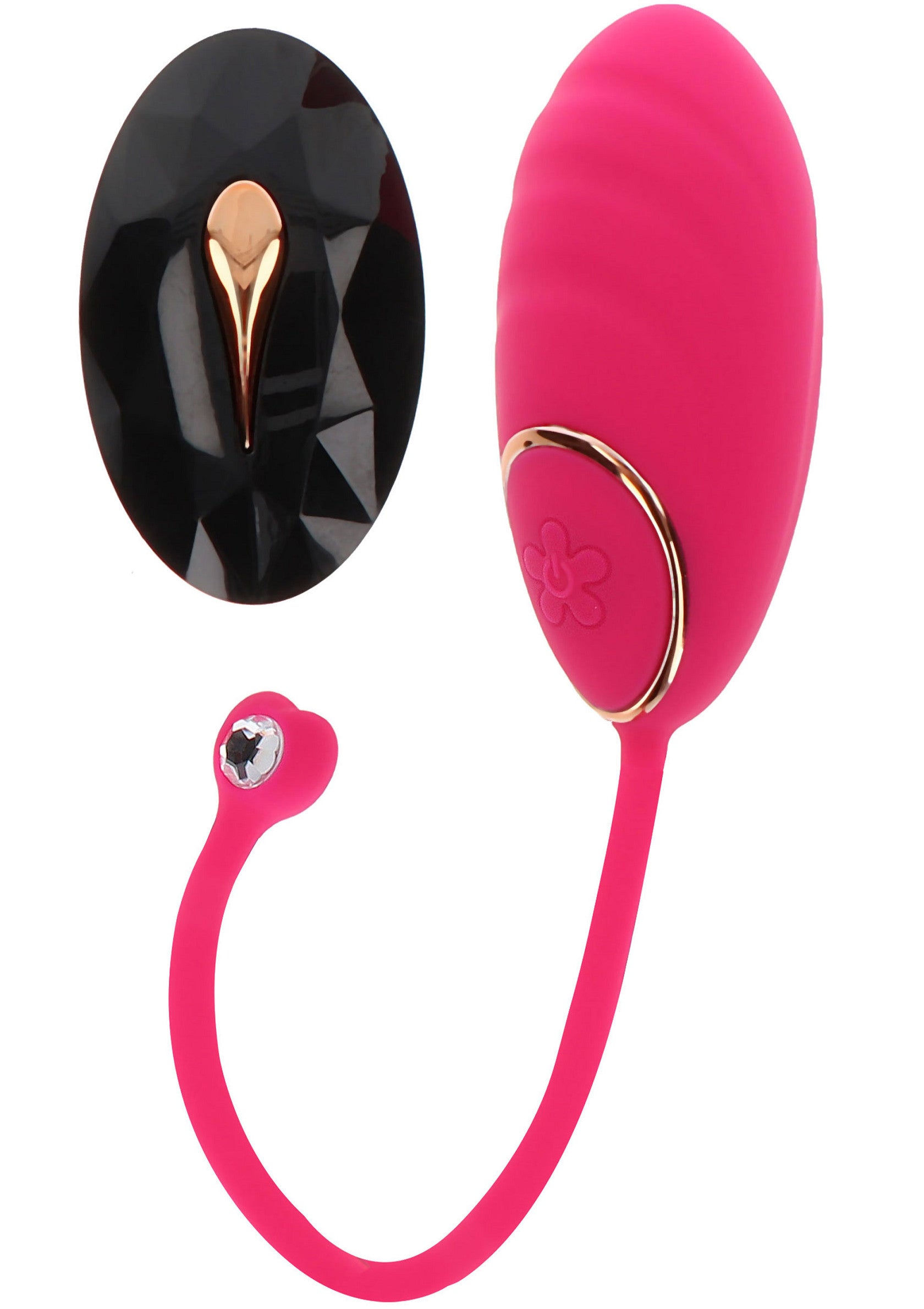 Vibromasseur rose et noir avec télécommande pour plus de plaisir.; Roze en zwarte vibrator met afstandsbediening voor extra plezier.; Pink and black vibrator with remote control for added pleasure.
