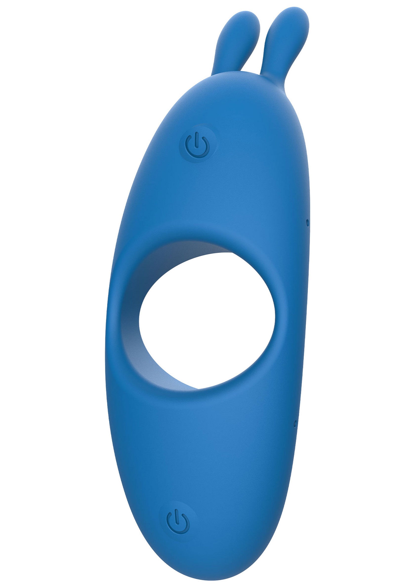 Anneau vibrant bleu en forme de lapin pour des sensations intenses et ludiques.; Blauwe vibrerende ring in konijnvorm voor intense en speelse sensaties.; Blue vibrating rabbit-shaped ring for intense and playful sensations.