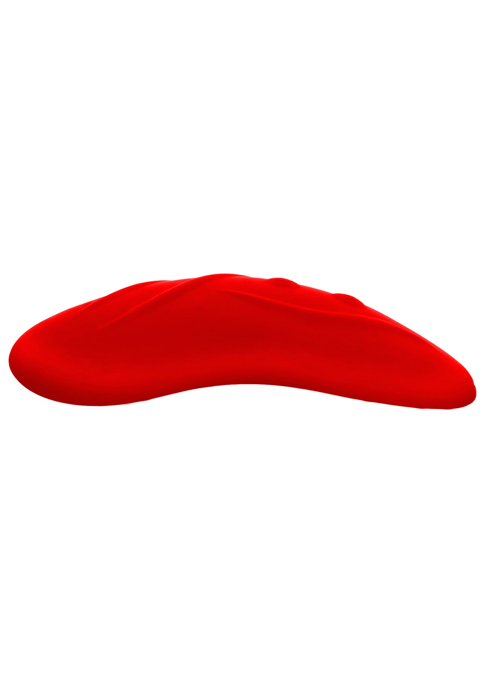 Vibromasseur en silicone rouge pour le plaisir féminin.; Rode siliconen vibrator voor vrouwelijk genot.; Red silicone vibrator for female pleasure.