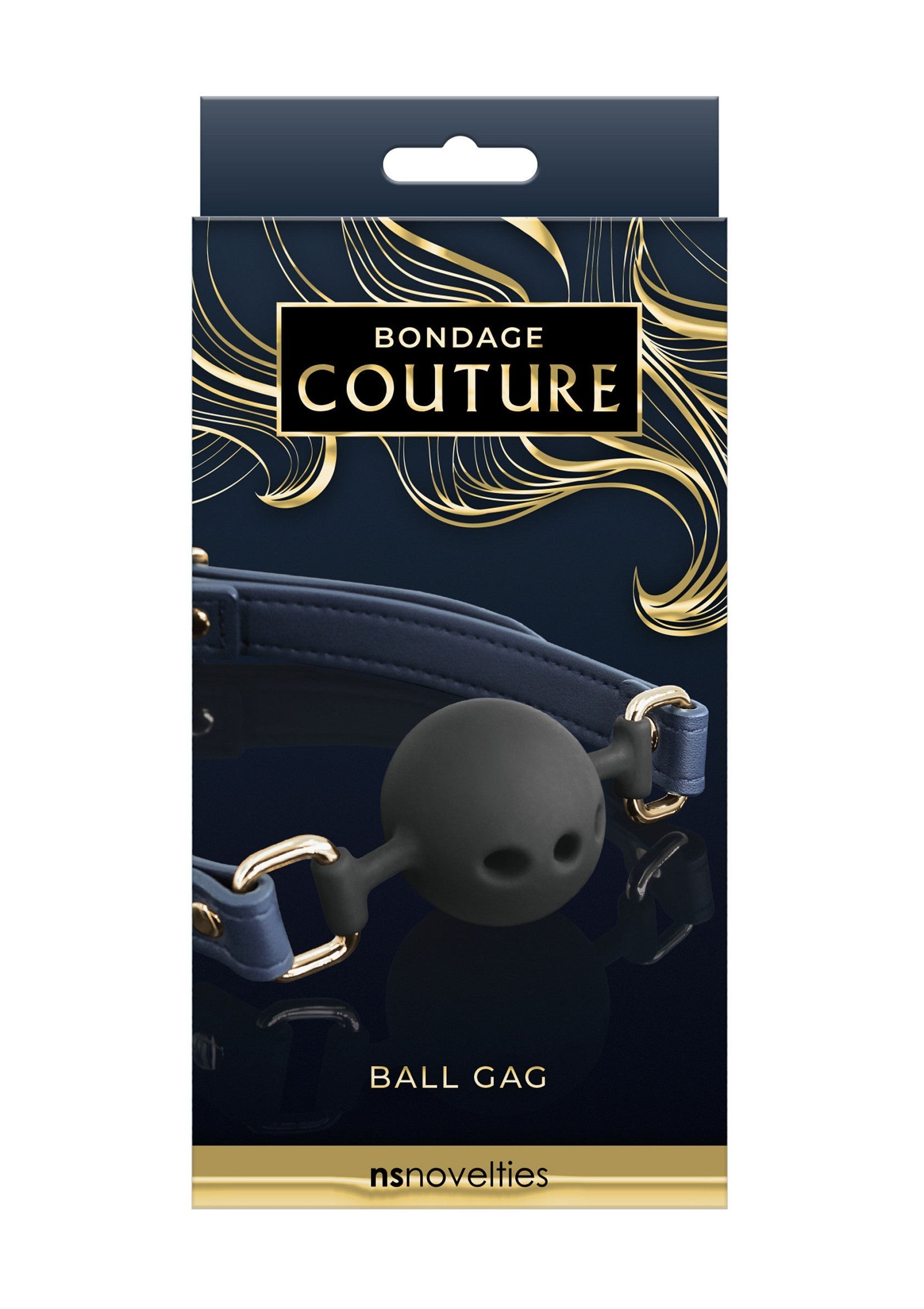 Bâillon boule Bondage Couture. Accessoire de jeu de rôle adulte pour pimenter votre vie amoureuse.; Bondage Couture ball gag. Volwassen rollenspel accessoire om je liefdesleven mee op te fleuren.; Bondage Couture ball gag. Adult roleplay accessory to spice up your love life.