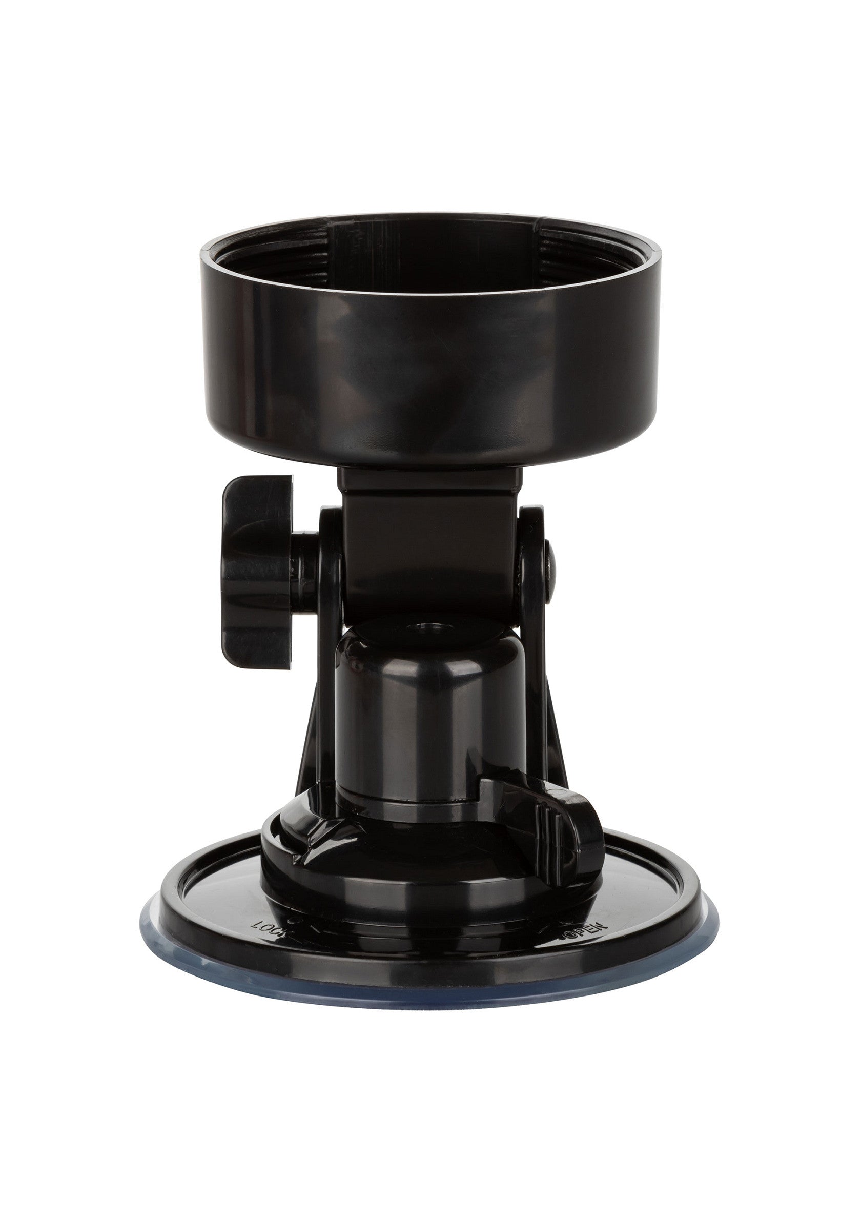 Support de fixation à ventouse noir réglable pour divers articles. Installation facile et maintien sûr.; Verstelbare zwarte zuignaphouder voor diverse artikelen. Eenvoudige installatie en veilige bevestiging.; Adjustable black suction cup mount for various items. Easy installation and secure hold.