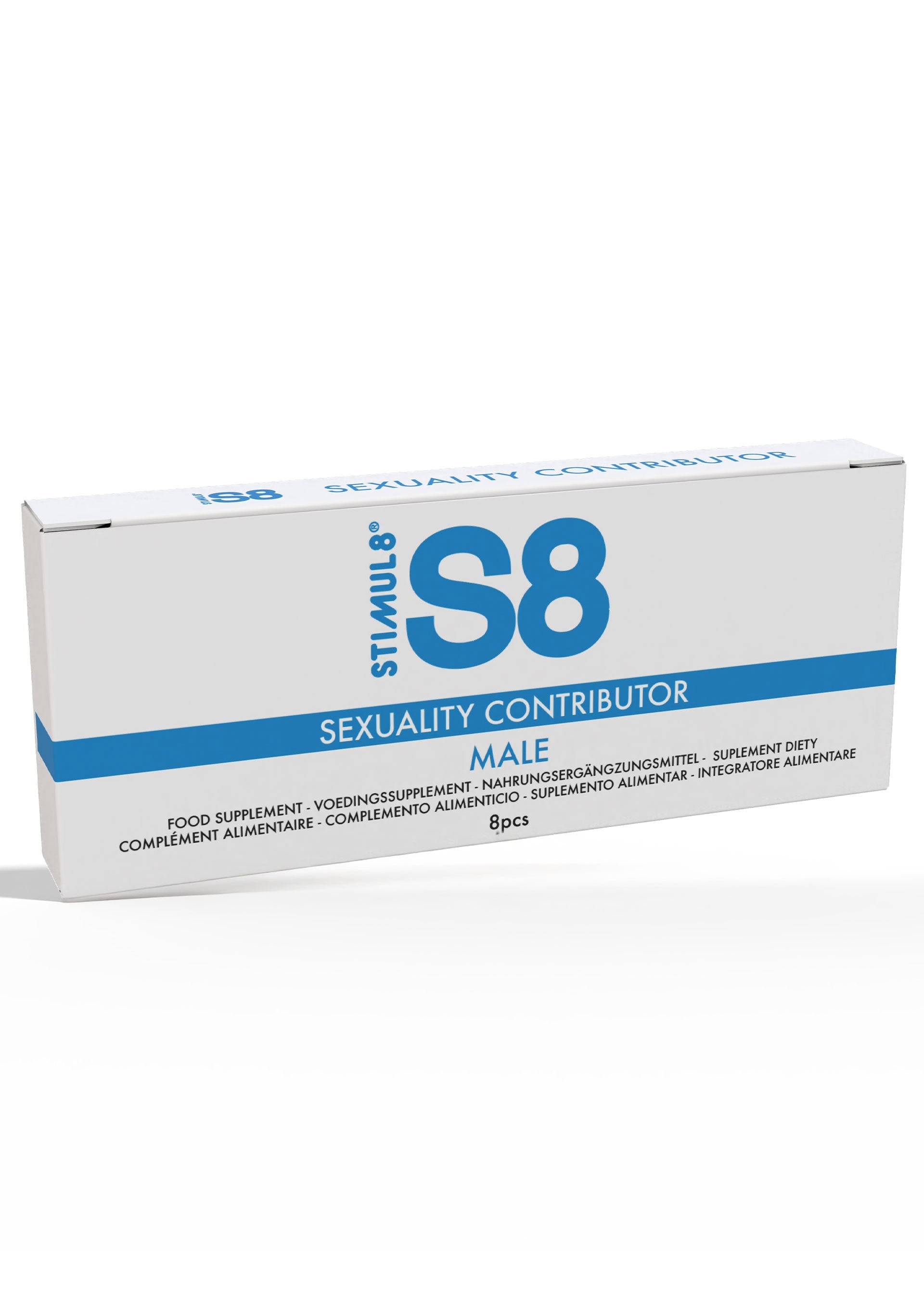 Complément alimentaire Stimul8 S8 pour hommes. Améliorez votre sexualité. 8 pièces.; Stimul8 S8 voedingssupplement voor mannen. Verbeter uw seksuele prestaties. 8 stuks.; Stimul8 S8 food supplement for men. Boost your sexuality. 8 pcs.
