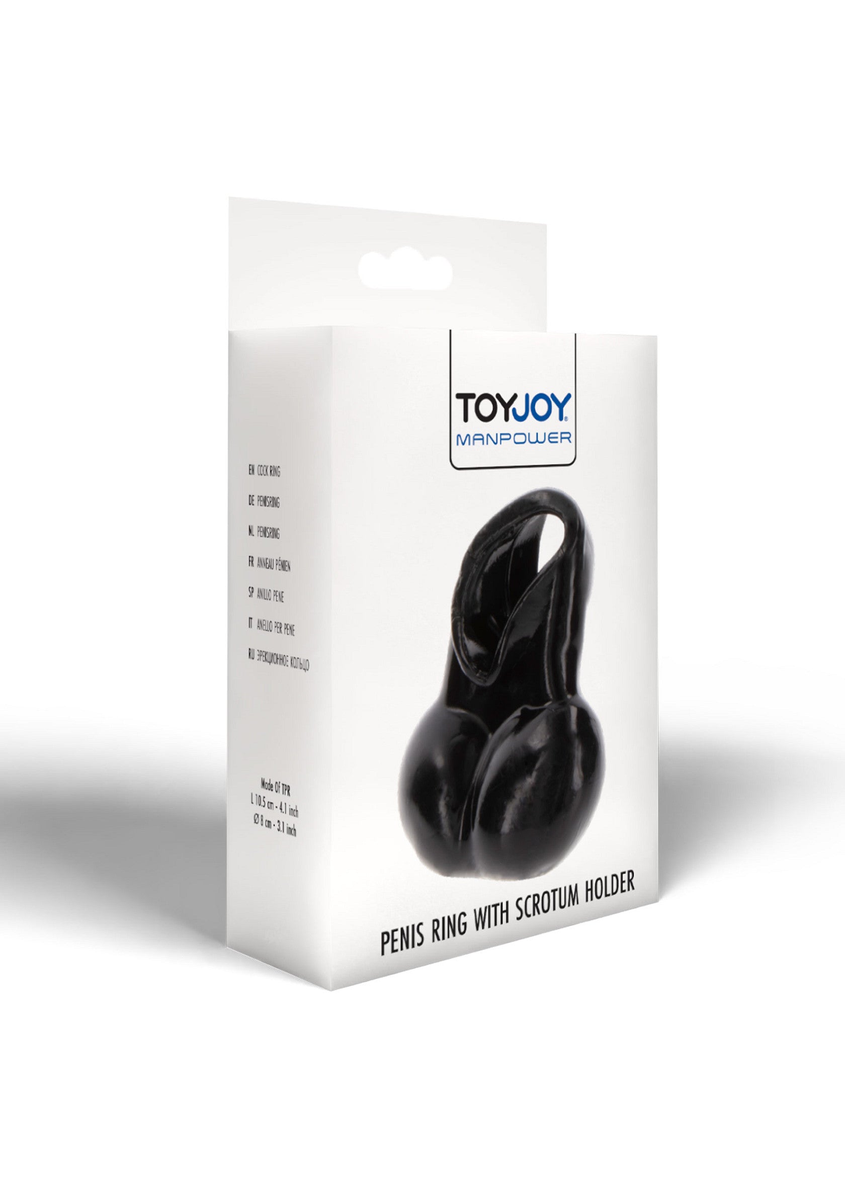 Anneau pénien avec support scrotum ToyJoy Manpower. Améliorez votre expérience sexuelle avec ce jouet pour homme.; ToyJoy Manpower penisring met scrotumhouder. Verbeter je seksuele ervaring met dit speeltje voor mannen.; ToyJoy Manpower penis ring with scrotum holder. Enhance your sexual experience with this male toy.