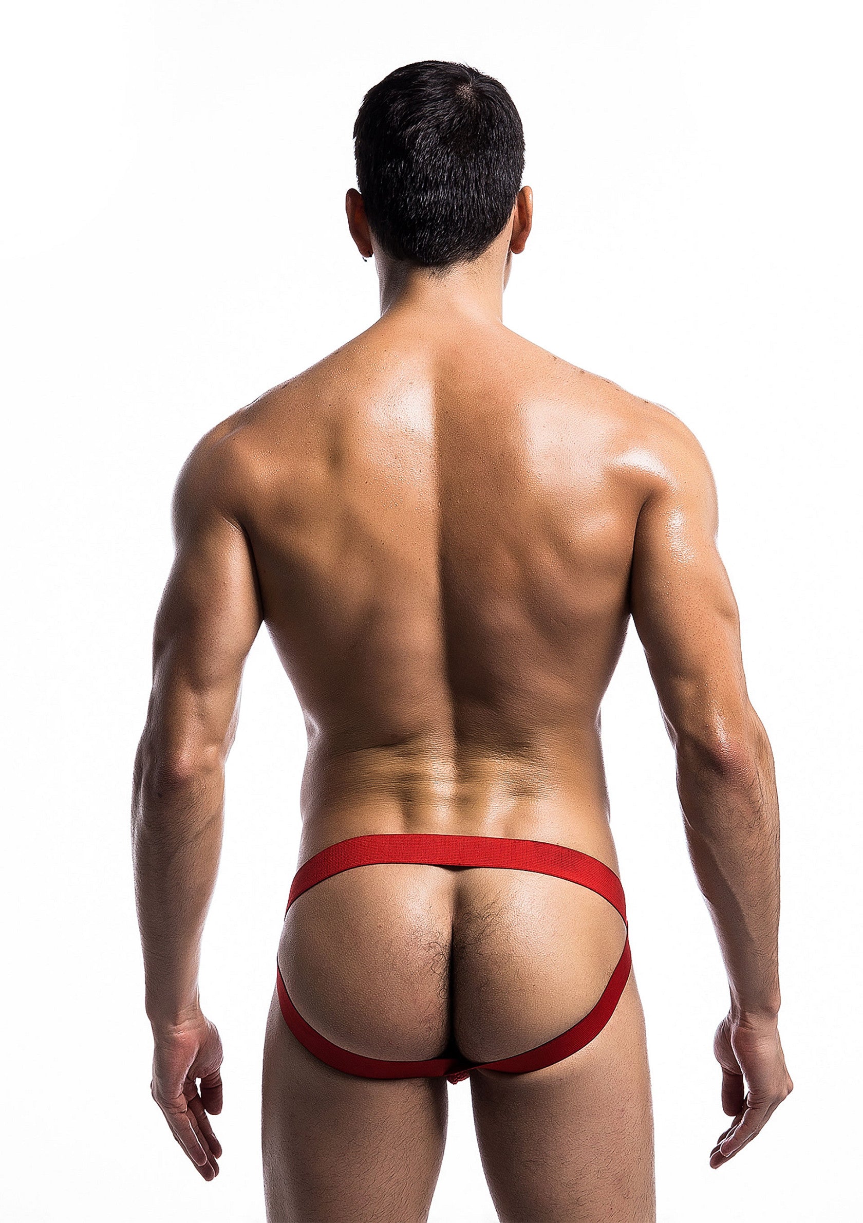Jockstrap rouge pour homme. Montrez votre silhouette avec style! ; Rode heren jockstrap. Laat je figuur zien in stijl!; Red men's jockstrap. Show off your figure in style!