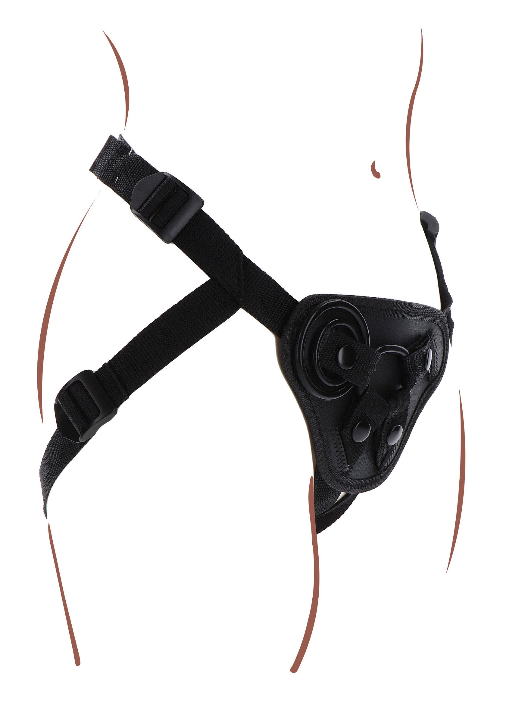 Harnais noir réglable pour un maintien parfait et un confort optimal. Accessoire de jeu pour adultes.; Zwart verstelbaar harnas voor perfecte ondersteuning en optimaal comfort. Speeltje voor volwassenen.; Black adjustable harness for perfect support and optimal comfort. Adult play accessory.