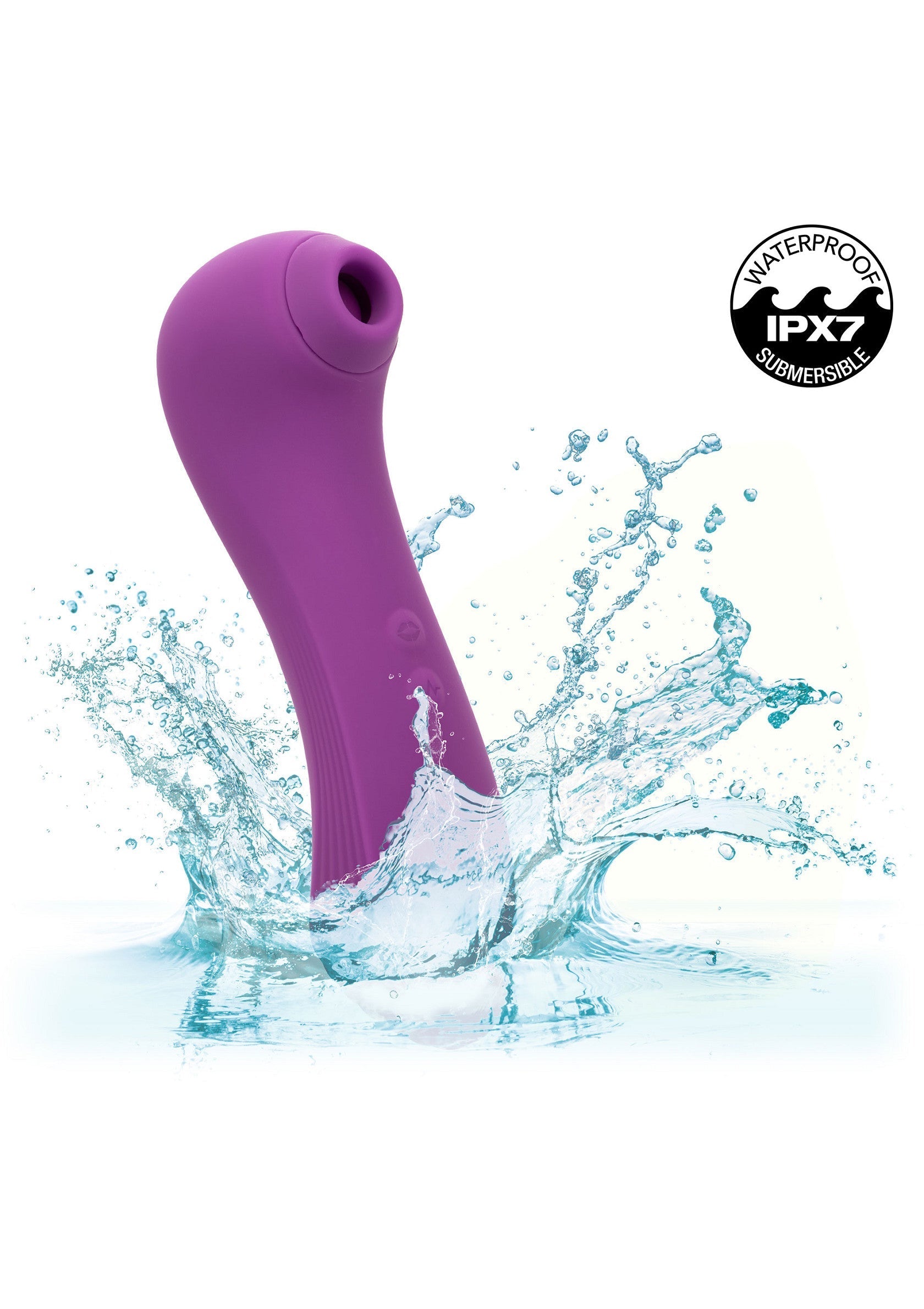Stimulateur clitoridien étanche violet pour des plaisirs intenses dans le bain ou sous la douche.; Waterdichte, paarse clitorisstimulator voor intense genot in bad of onder de douche.; Waterproof purple clitoral stimulator for intense pleasure in the bath or shower.