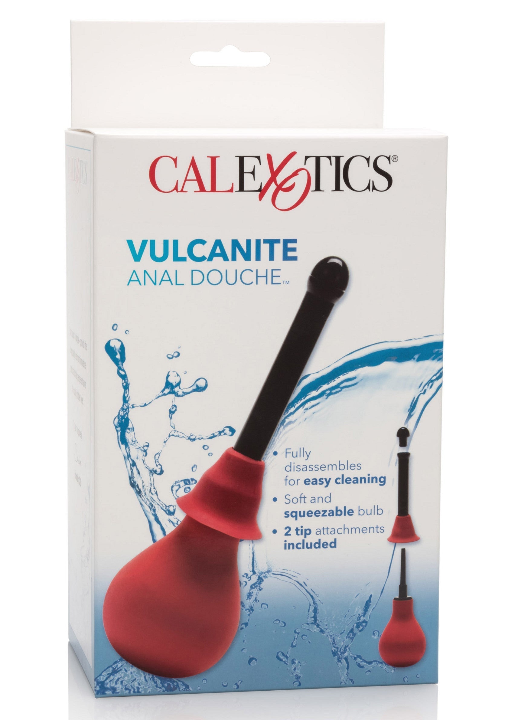CalExotics Vulcanite - Douche anale souple et facile à nettoyer. 2 embouts inclus. Hygiène intime.; CalExotics Vulcanite - Soepele, makkelijk schoon te maken anale douche. Incl. 2 opzetstukken. Intieme hygiëne.; CalExotics Vulcanite - Soft and easy to clean anal douche. Includes 2 tips. Intimate hygiene.