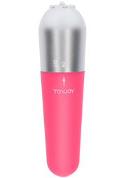 ToyJoy vibromasseur rose et argent pour des moments de plaisir intenses et personnalisés.; ToyJoy roze en zilveren vibrator voor intense en persoonlijke genotsmomenten.; ToyJoy pink and silver vibrator for intense and personal pleasure moments.