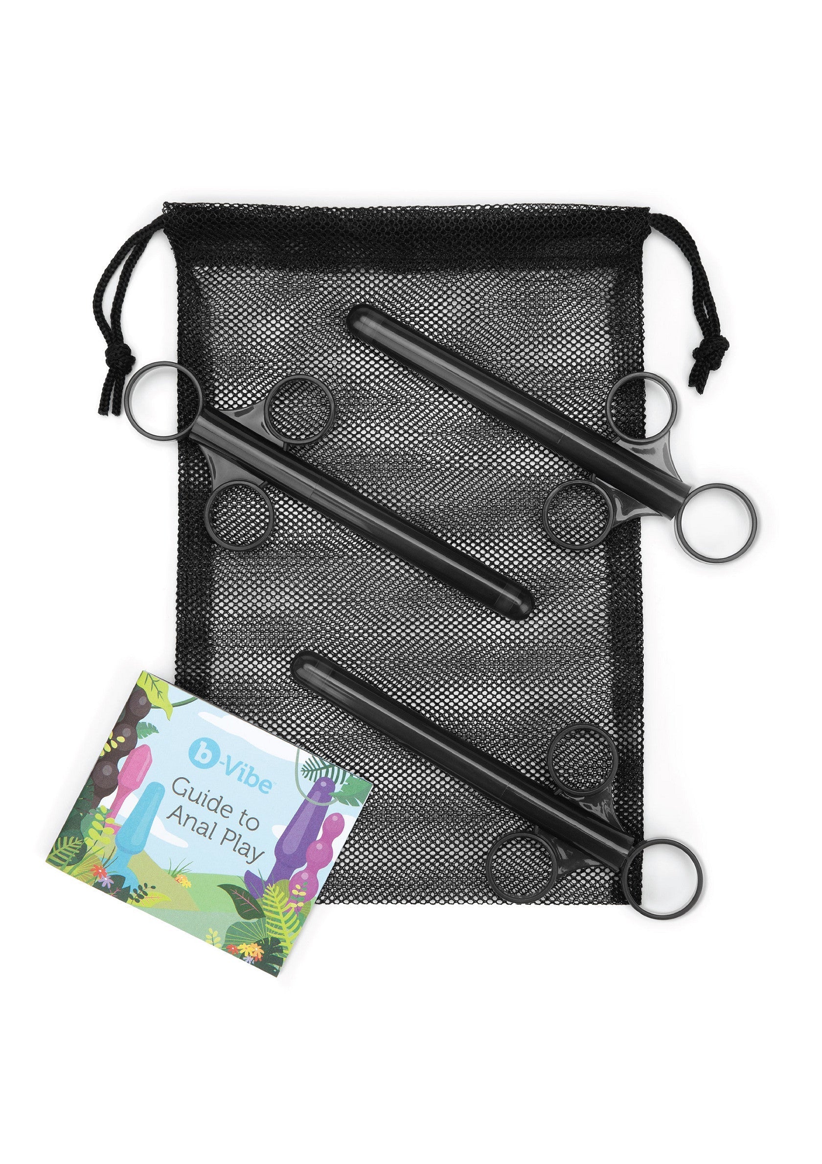 Ensemble d'exploration anale B-Vibe avec guide et pochette en filet. Explorez de nouvelles sensations !; B-Vibe anale verkenningsset met gids en mesh zakje. Ontdek nieuwe sensaties!; B-Vibe anal exploration set with guide and mesh pouch. Explore new sensations!
