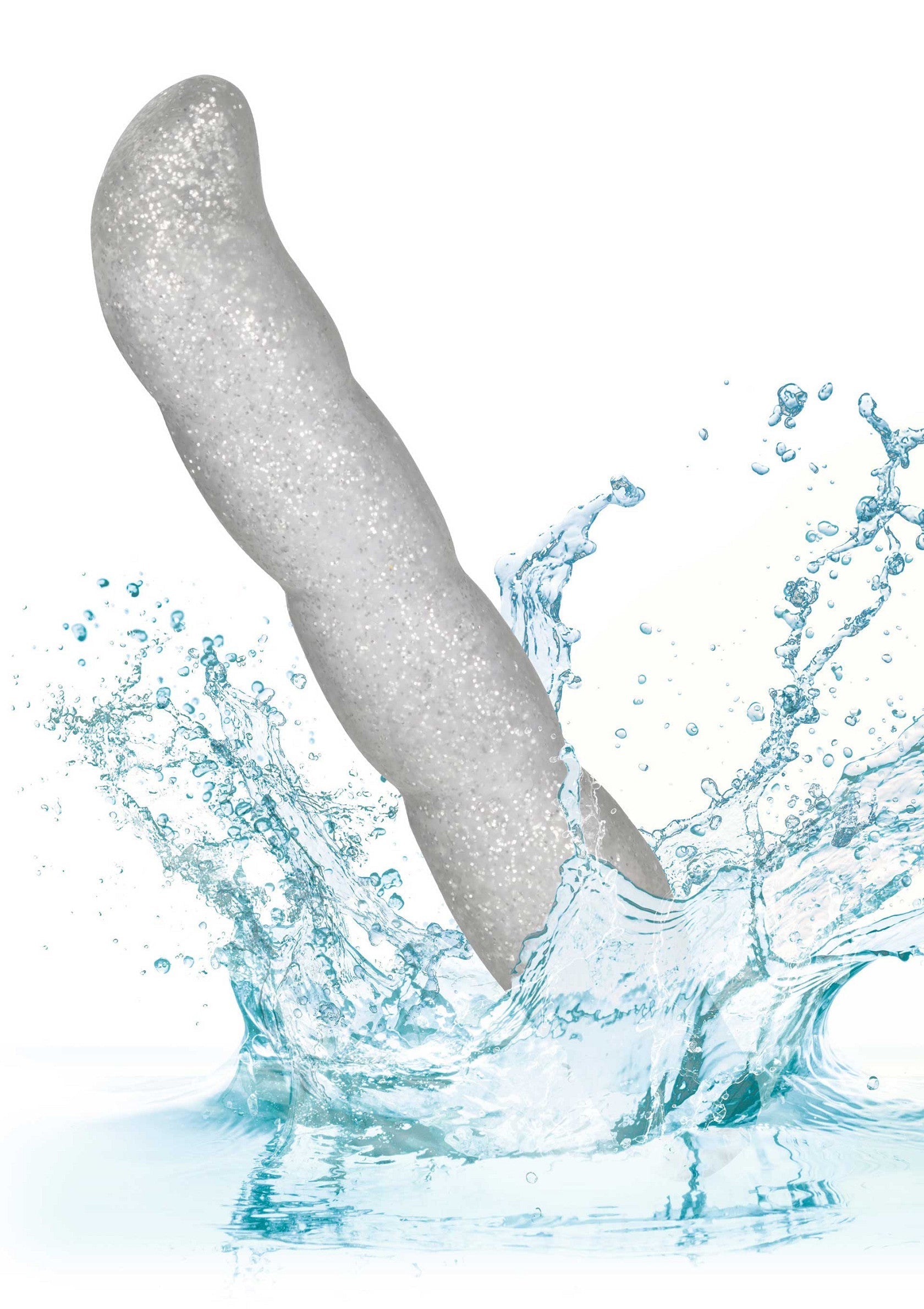 Jouet sexuel texturé plongeant dans l'eau. Accessoires coquins pour adultes.; Getextureerd seksspeeltje dat in water valt. Speelse accessoires voor volwassenen.; Textured sex toy plunging into water. Playful accessories for adults.