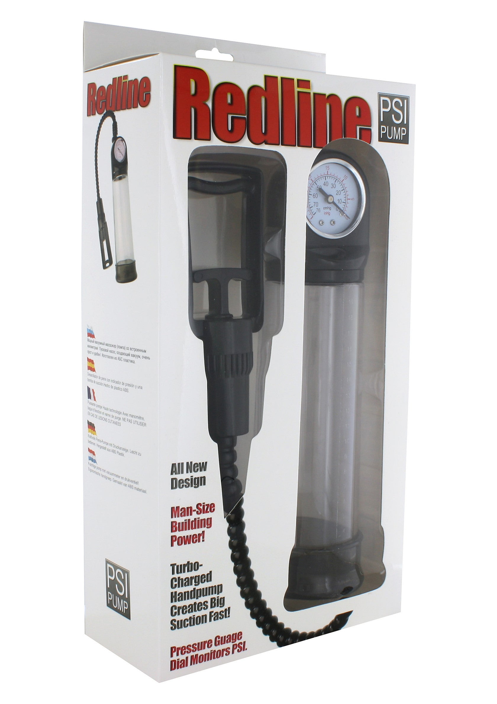 Redline PSI Pump : pompe manuelle pour hommes. Design innovant pour une succion rapide et puissante.; Redline PSI Pump: handpomp voor mannen. Innovatief ontwerp voor snelle en krachtige zuigkracht.; Redline PSI Pump: manual pump for men. Innovative design for fast and powerful suction.