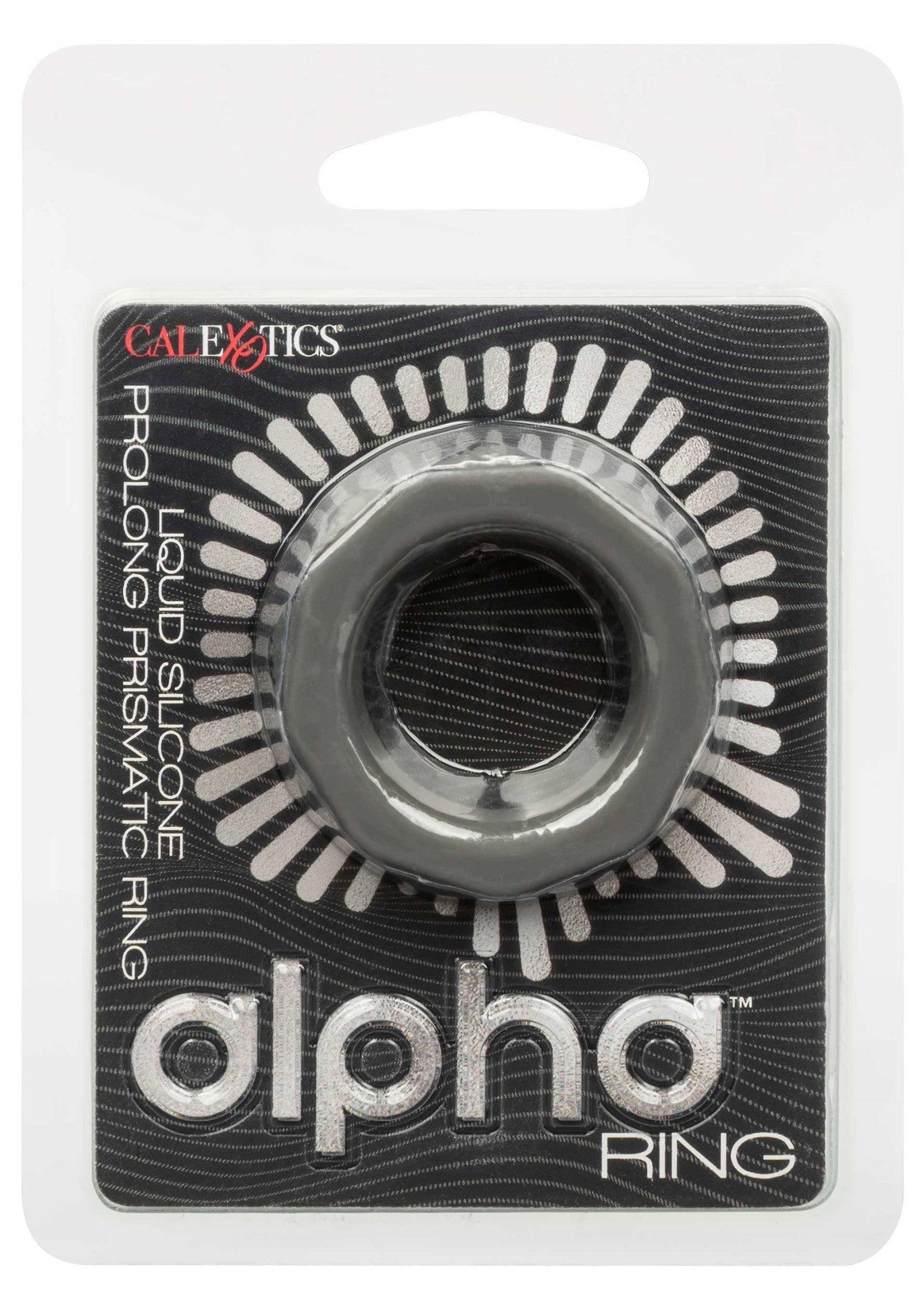 Anneau pénien CalExotics Alpha, silicone liquide, pour prolonger le plaisir. Confort et performance garantis.; CalExotics Alpha penisring, vloeibare silicone, voor langer plezier. Comfort en prestaties gegarandeerd.; CalExotics Alpha cock ring, liquid silicone, prolongs pleasure. Comfort and performance guaranteed.