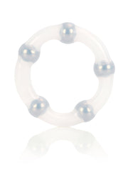 Anneau pénien transparent avec des boules argentées. Pour plus de plaisir et de sensations.; Transparante penisring met zilveren ballen. Voor meer plezier en sensaties.; Transparent cock ring with silver balls. For extra pleasure and sensations.