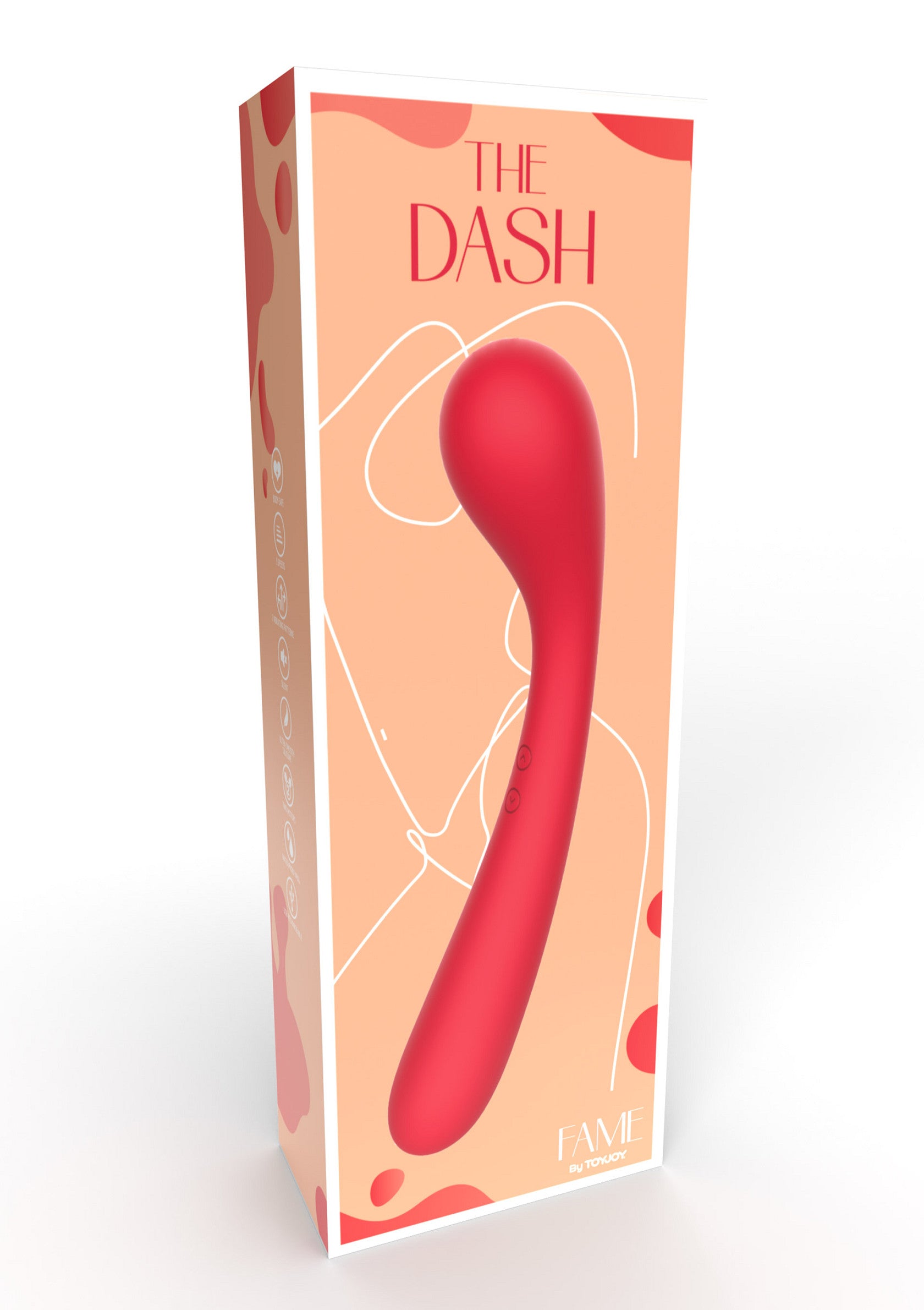 Le Dash, vibromasseur rouge élégant pour le plaisir solitaire ou à deux. Découvrez le plaisir intense avec cet accessoire intime.; De Dash, een elegante rode vibrator voor solo- of partnerplezier. Ontdek intense sensaties met dit intieme accessoire.; The Dash, a sleek red vibrator for solo or partner play. Discover intense pleasure with this intimate accessory.