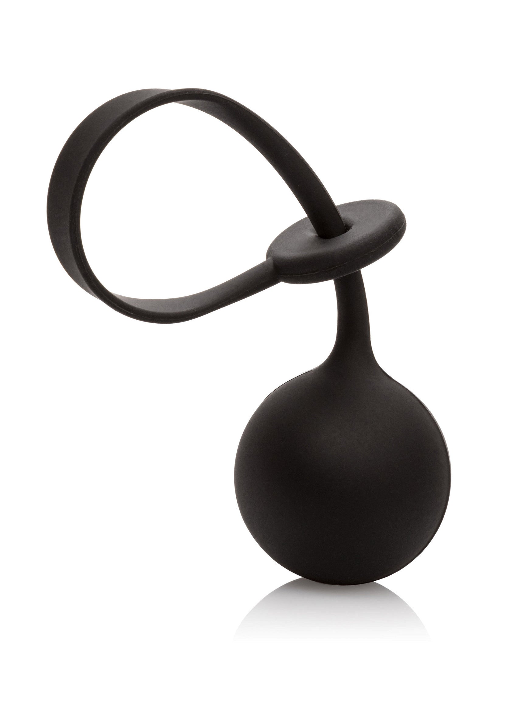Balle de geisha noire en silicone avec anneau pour exercices de Kegel et plaisir intime.; Zwarte siliconen geishabal met lus voor Kegel-oefeningen en intiem genot.; Black silicone geisha ball with loop for Kegel exercises and intimate pleasure.